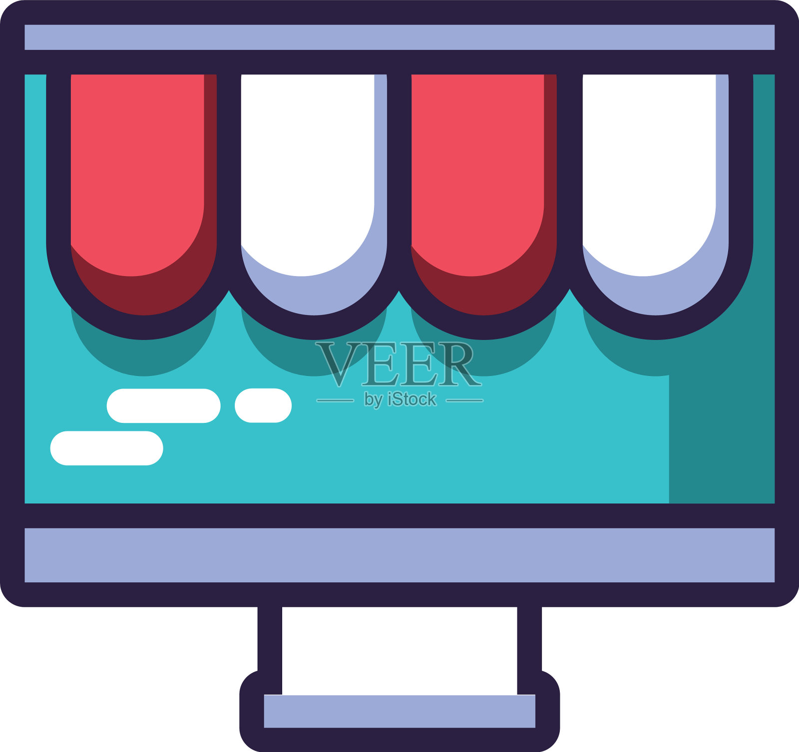 白色背景上有帐篷的电脑屏幕设计元素图片