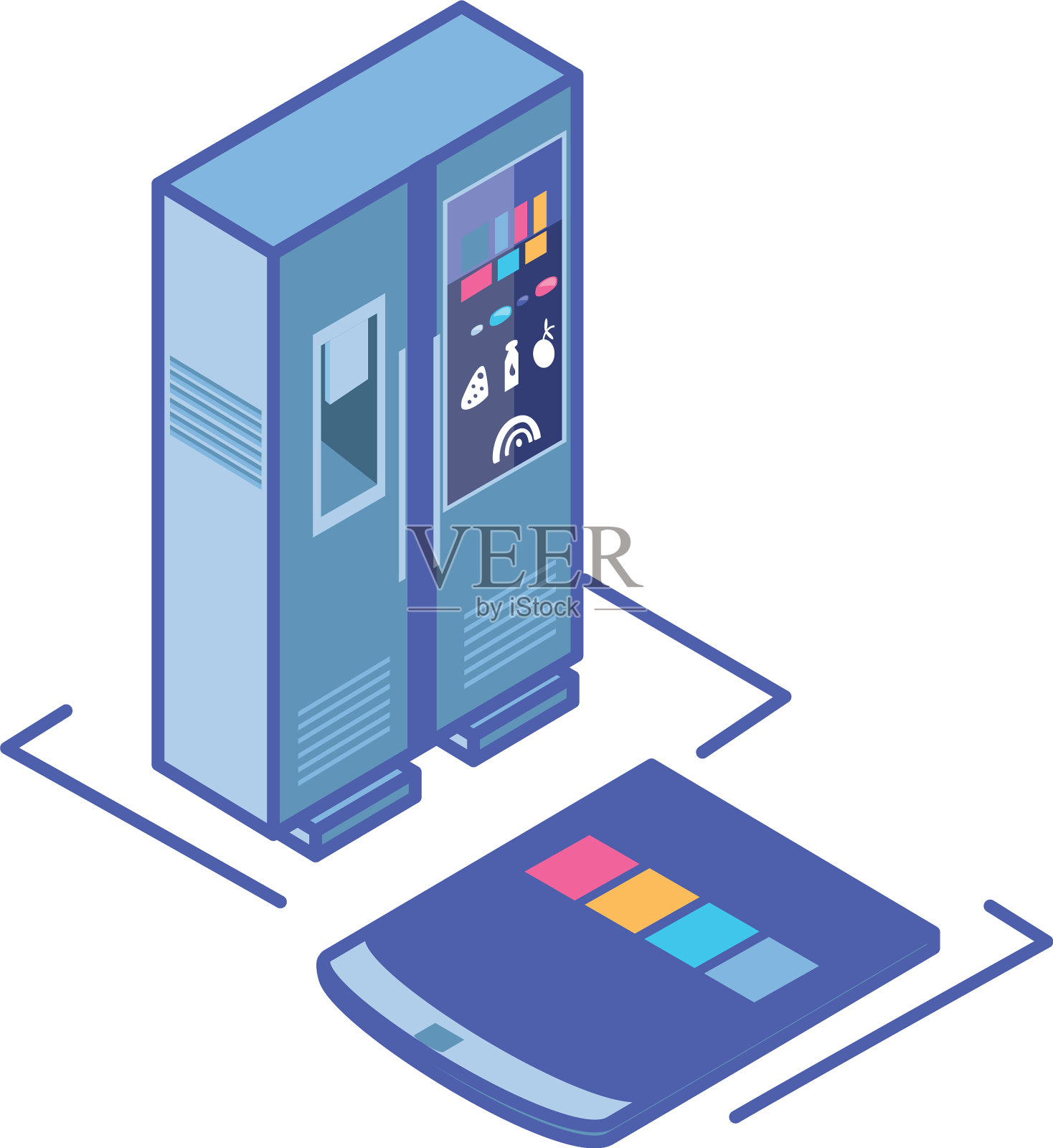 有智能手机屏幕的智能冰箱设计元素图片