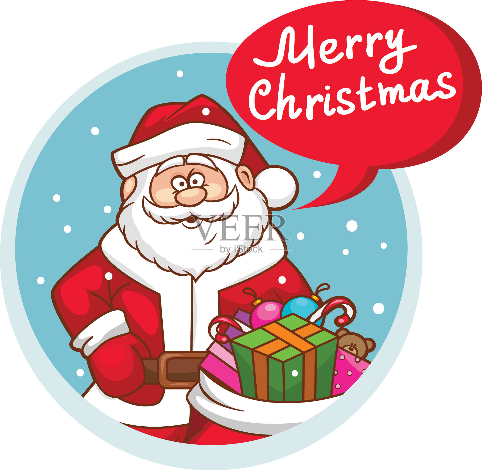 圣诞快乐，有圣诞老人的扁平图标设计元素图片