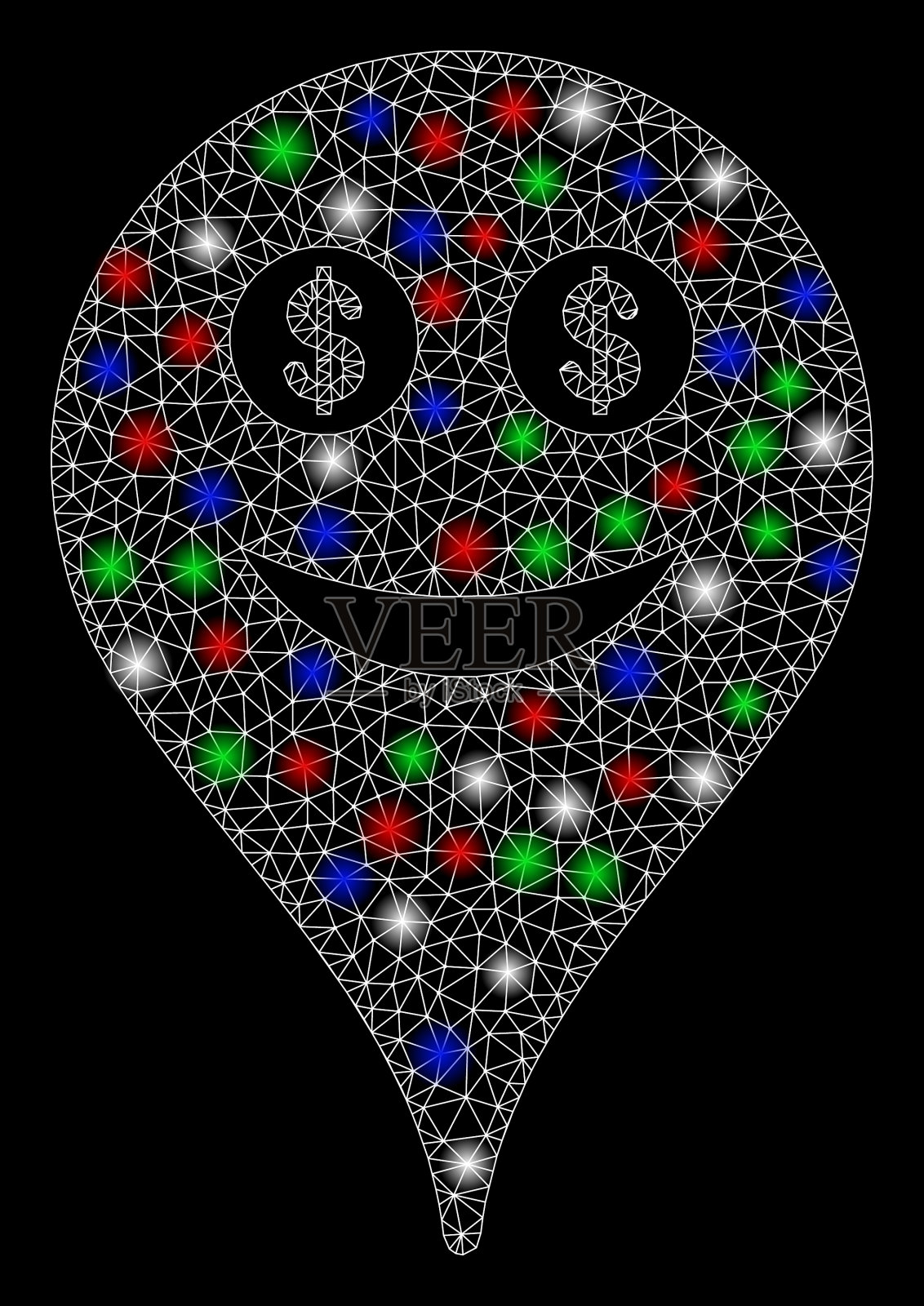 亮网屠体钱币笑脸地图标记用插画图片素材