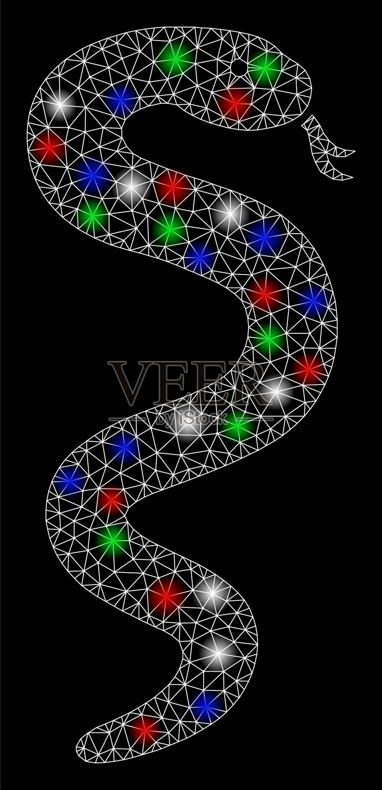 明亮的网丝框架蛇与光点插画图片素材