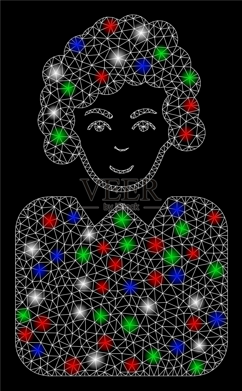 明亮网状网络官僚夫人与闪光插画图片素材