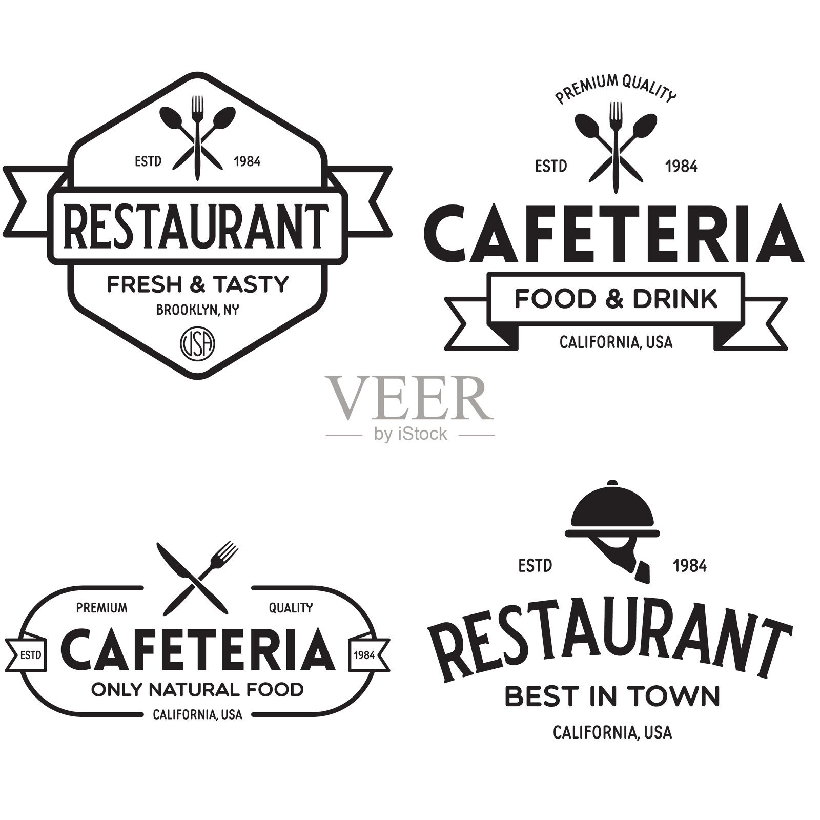 复古餐厅标识设计模板集图标素材