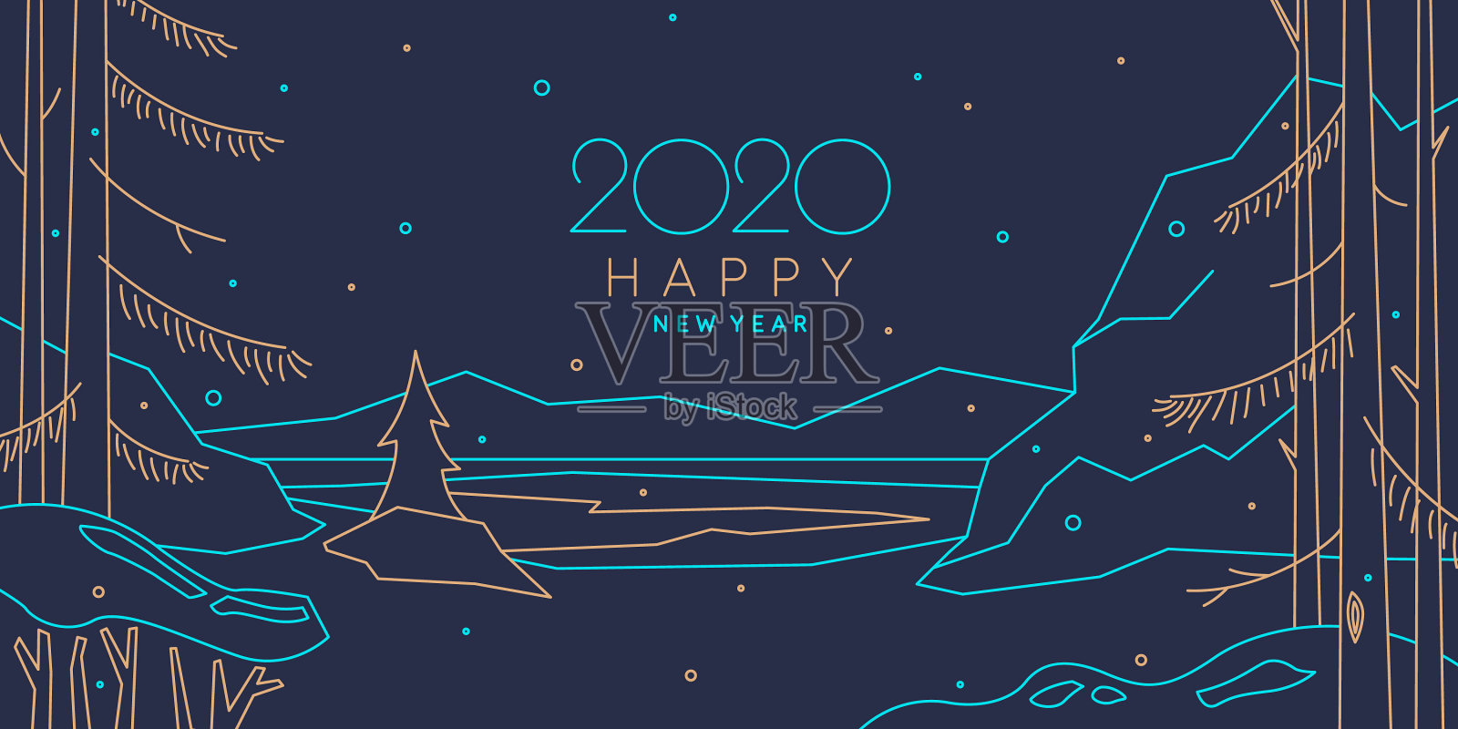 背景有题词新年快乐插画图片素材