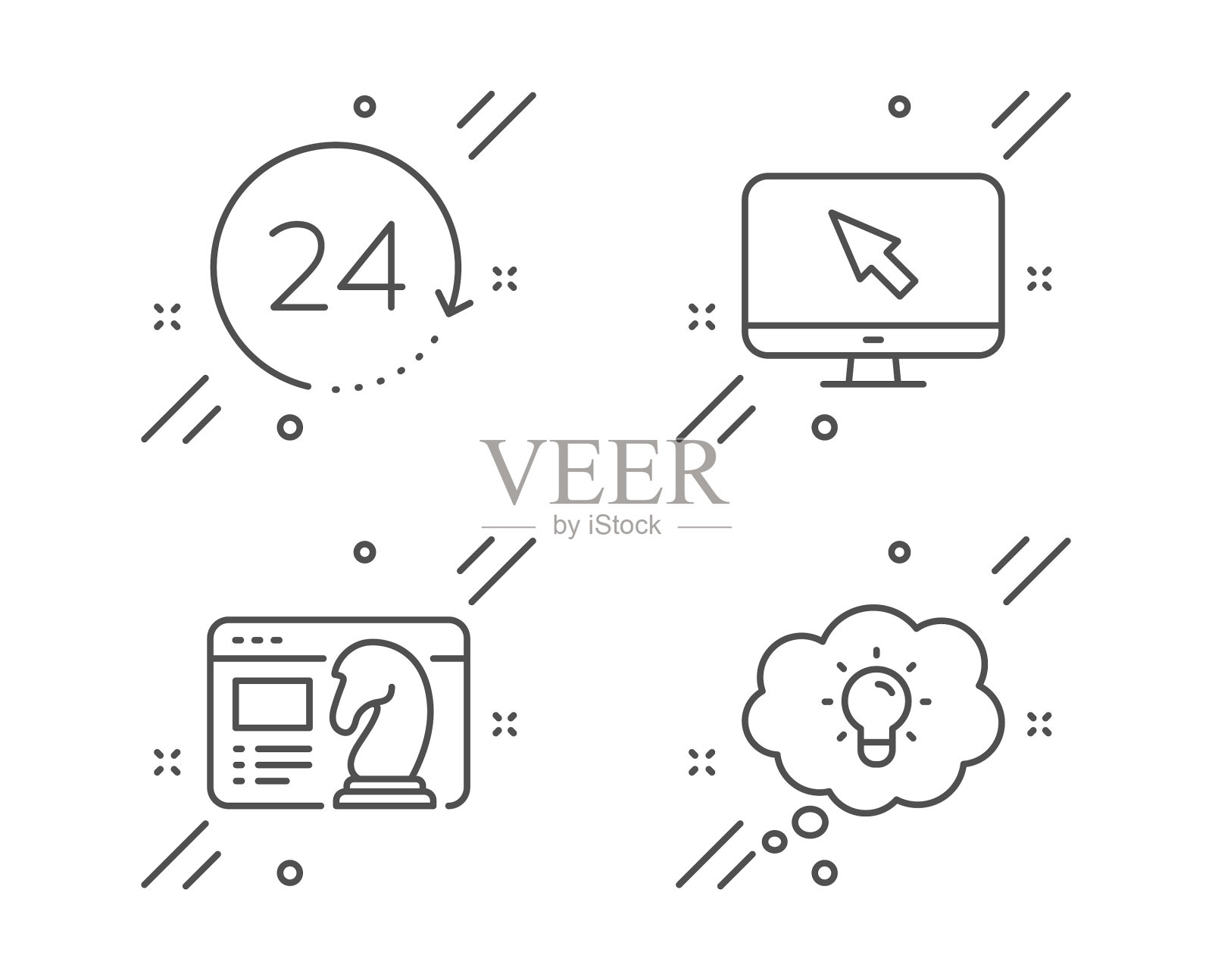 24小时互联网和搜索引擎优化策略图标集图标素材