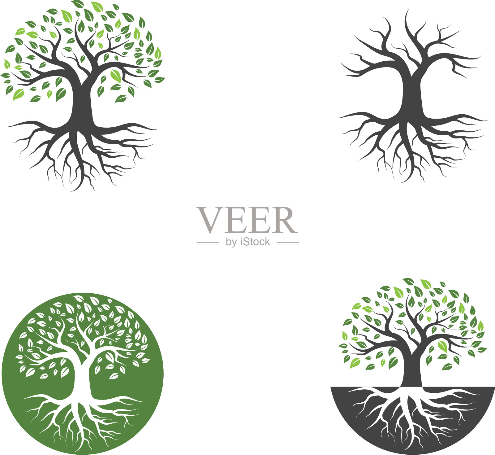 标志绿色的树叶插画图片素材