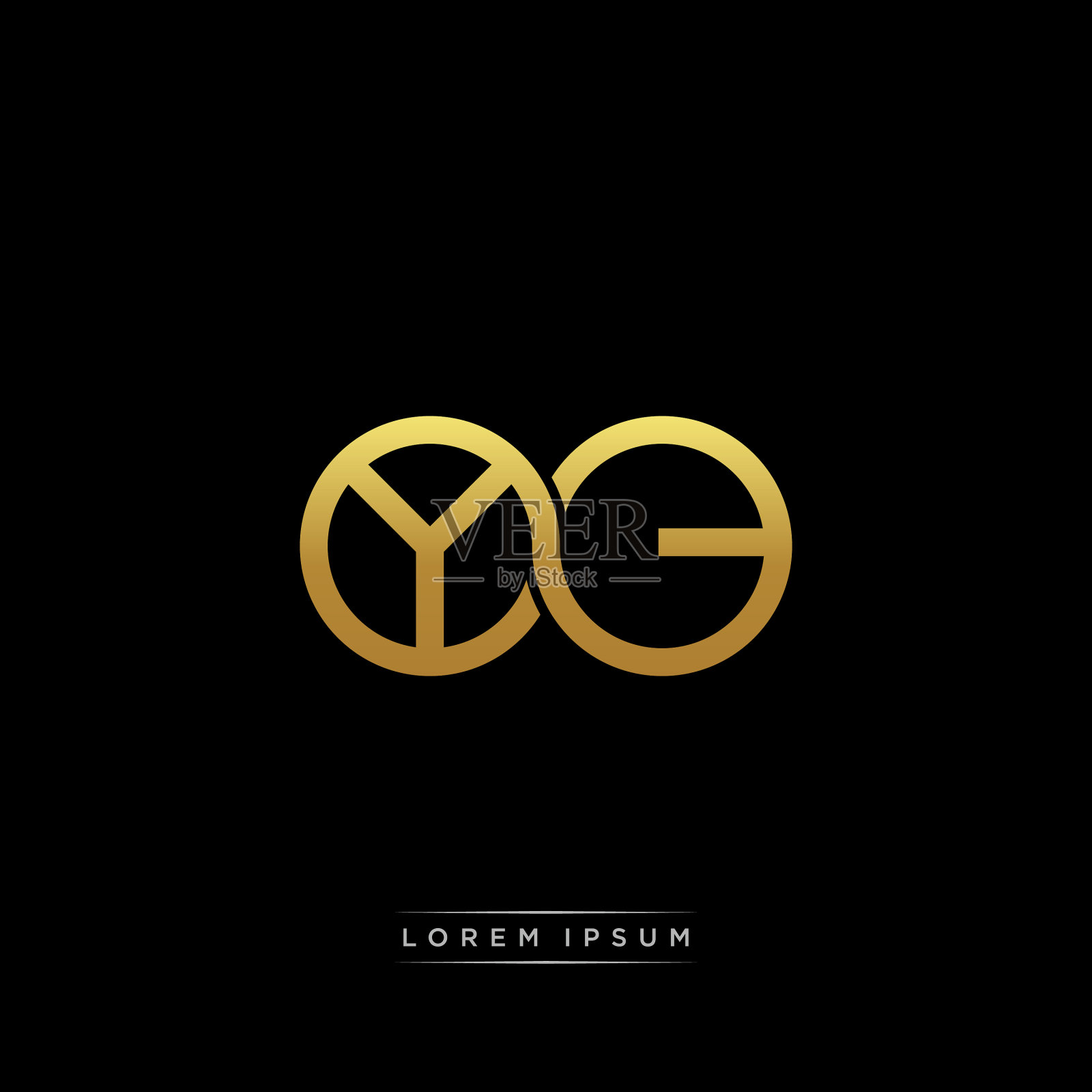 Yc首字母连圈大写字母组合插画图片素材