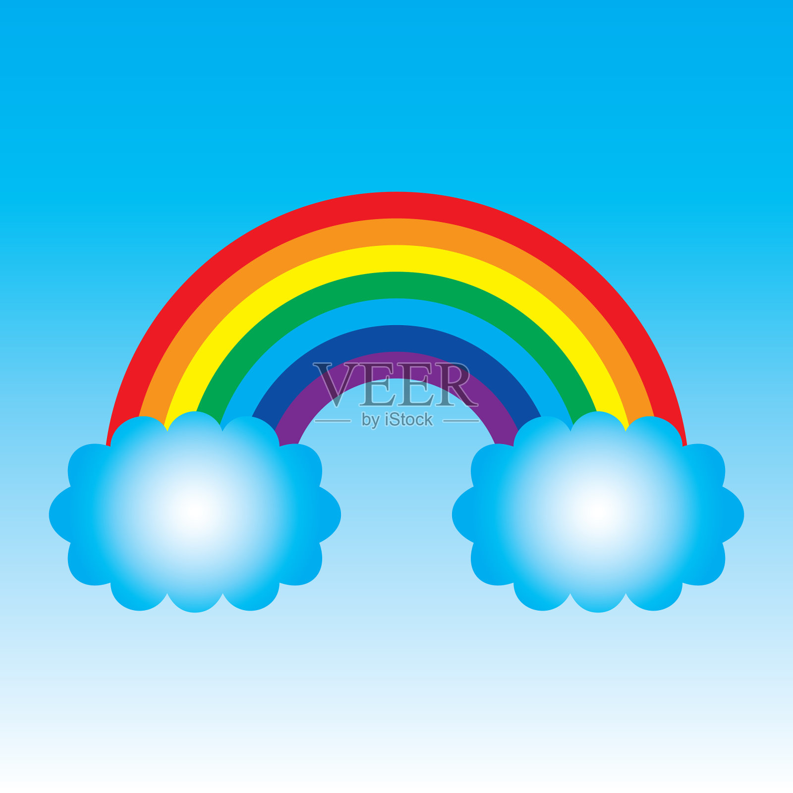 五彩缤纷的彩虹象征着白云插画图片素材