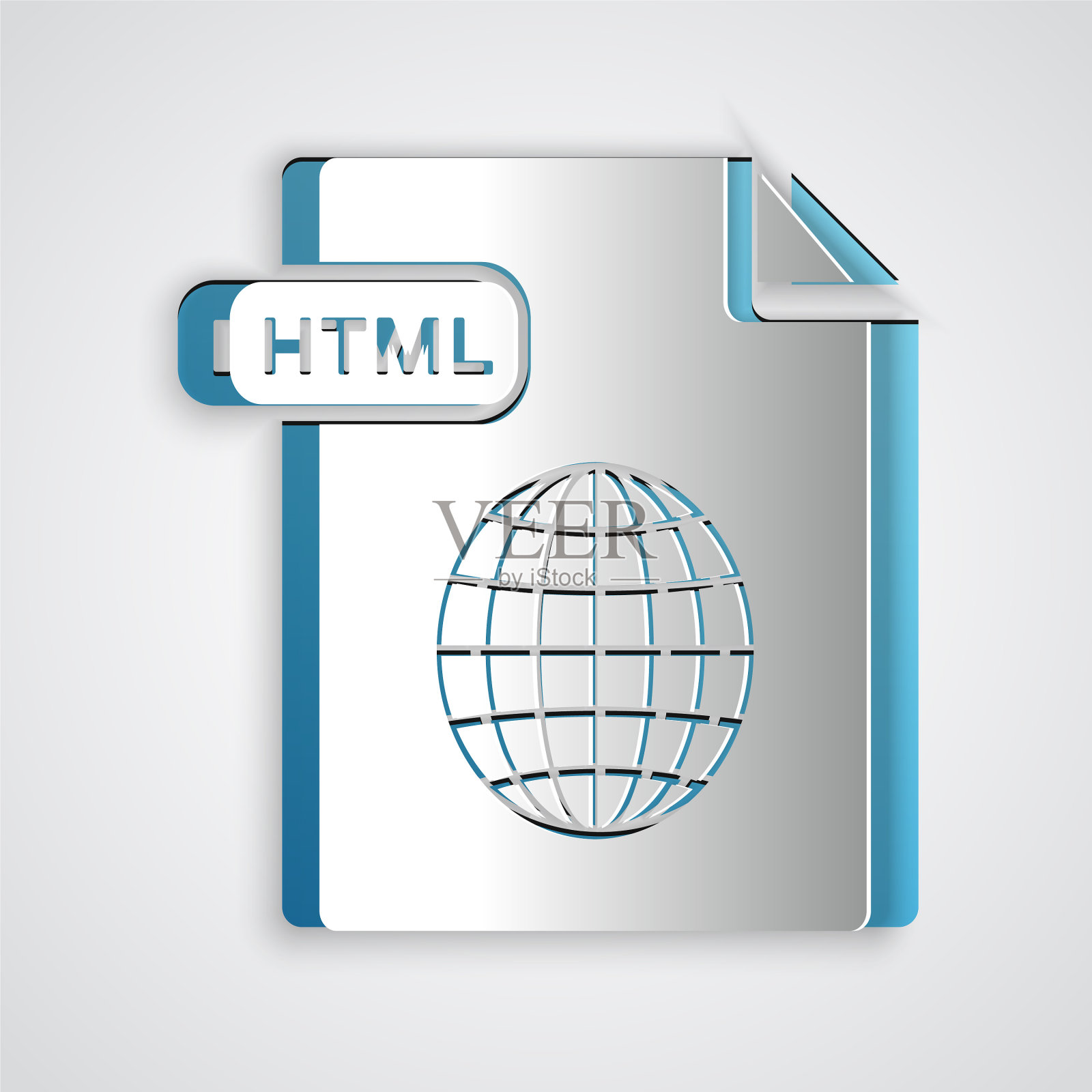 剪纸HTML文件文件下载HTML按钮插画图片素材