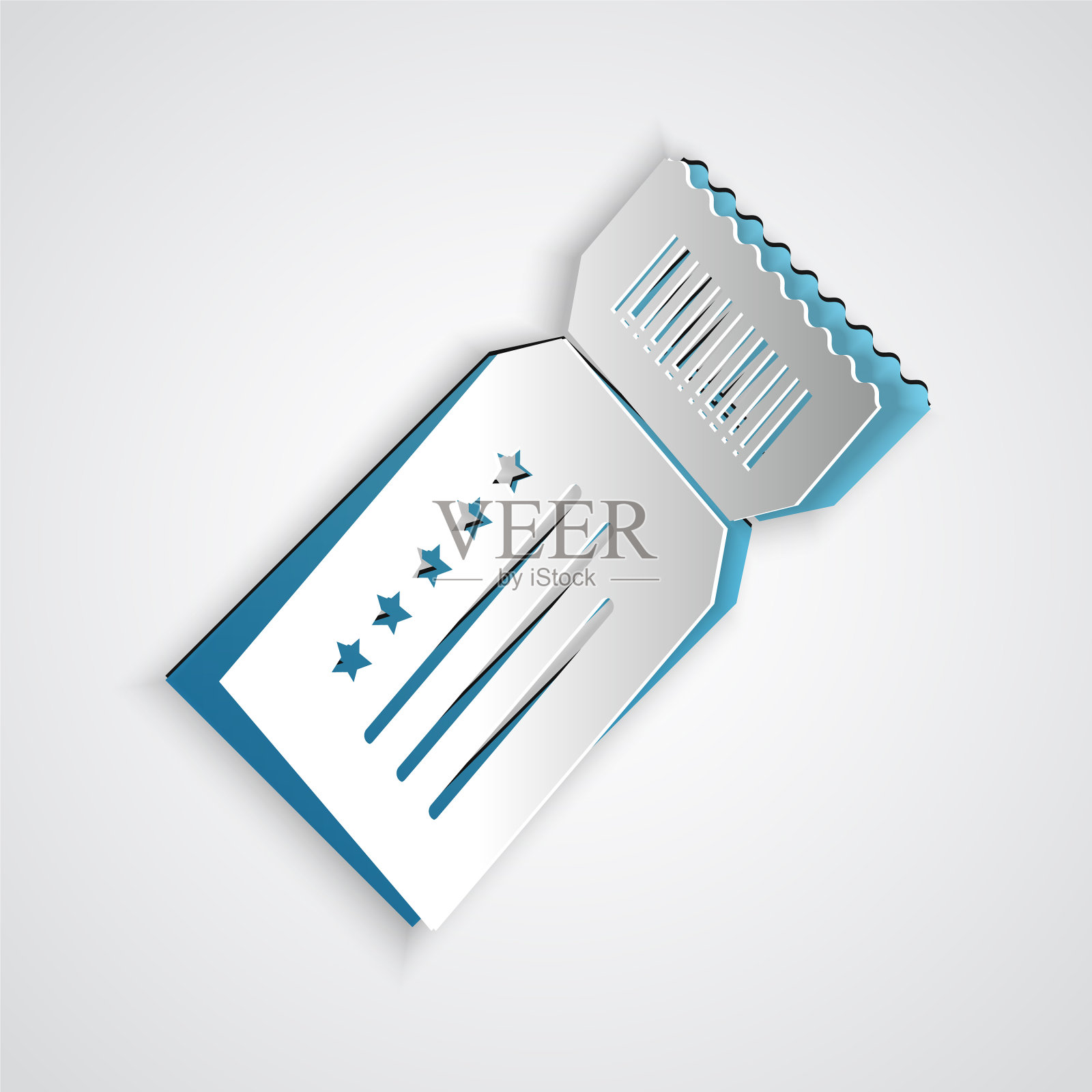 剪纸票图标孤立在灰色背景插画图片素材