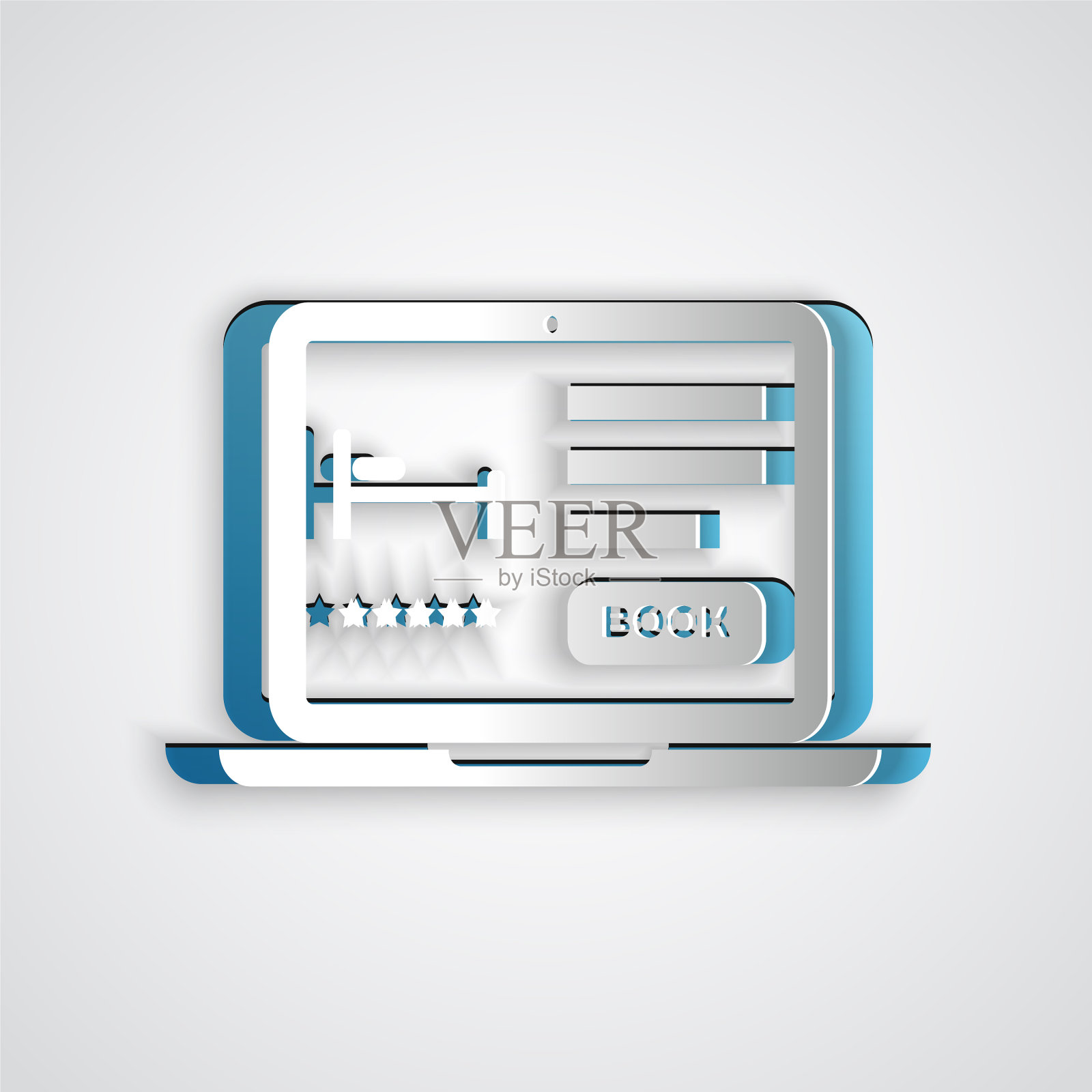 剪纸网上酒店预订图标孤立上图标素材