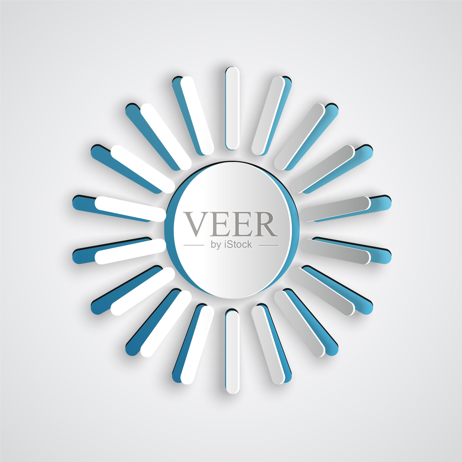 剪纸太阳图标孤立在灰色背景插画图片素材