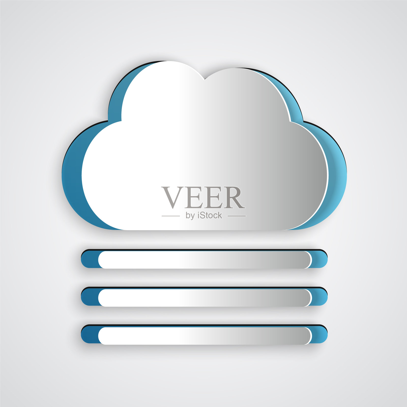 纸割雾和云的图标孤立在灰色图标素材