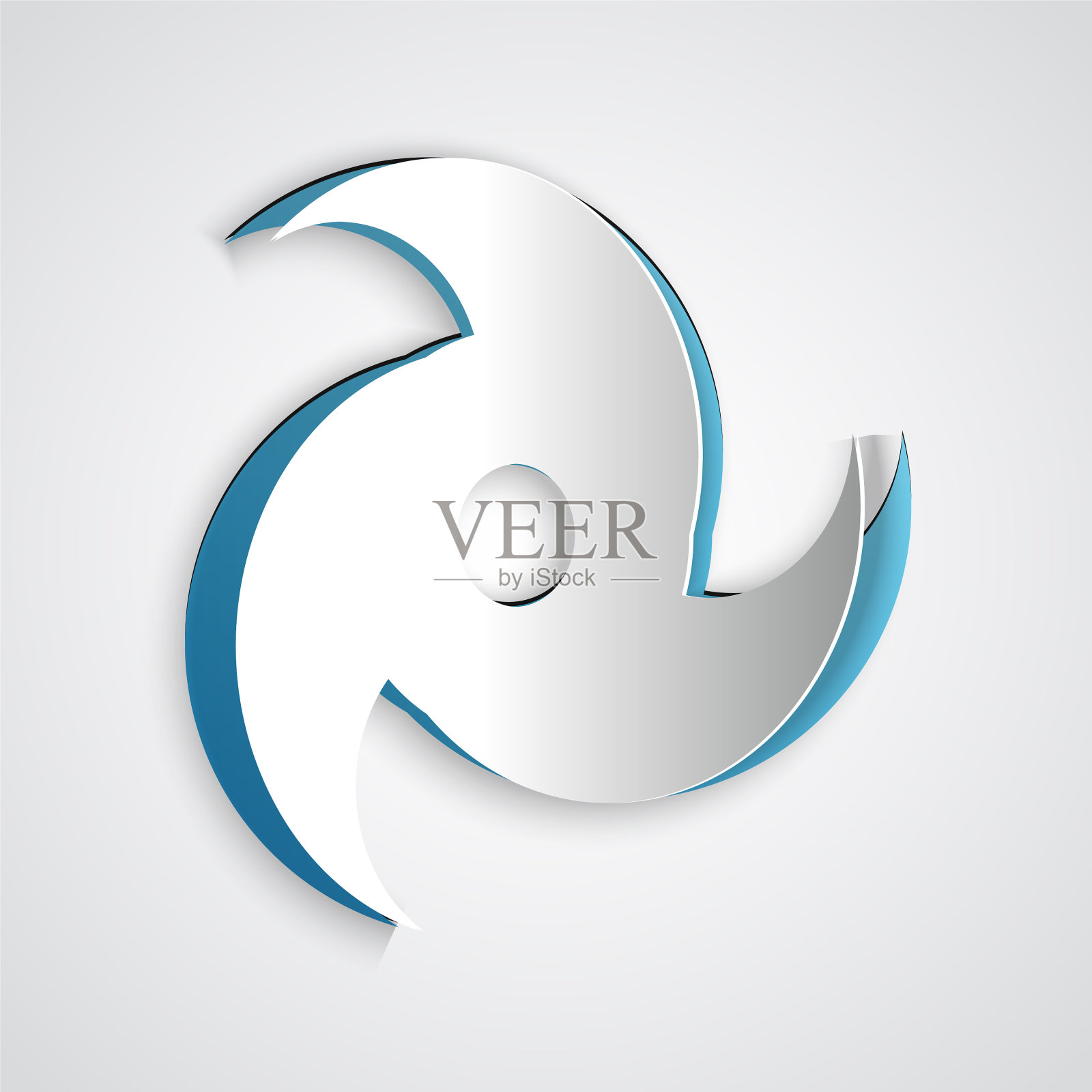 剪纸龙卷风图标孤立在灰色背景插画图片素材