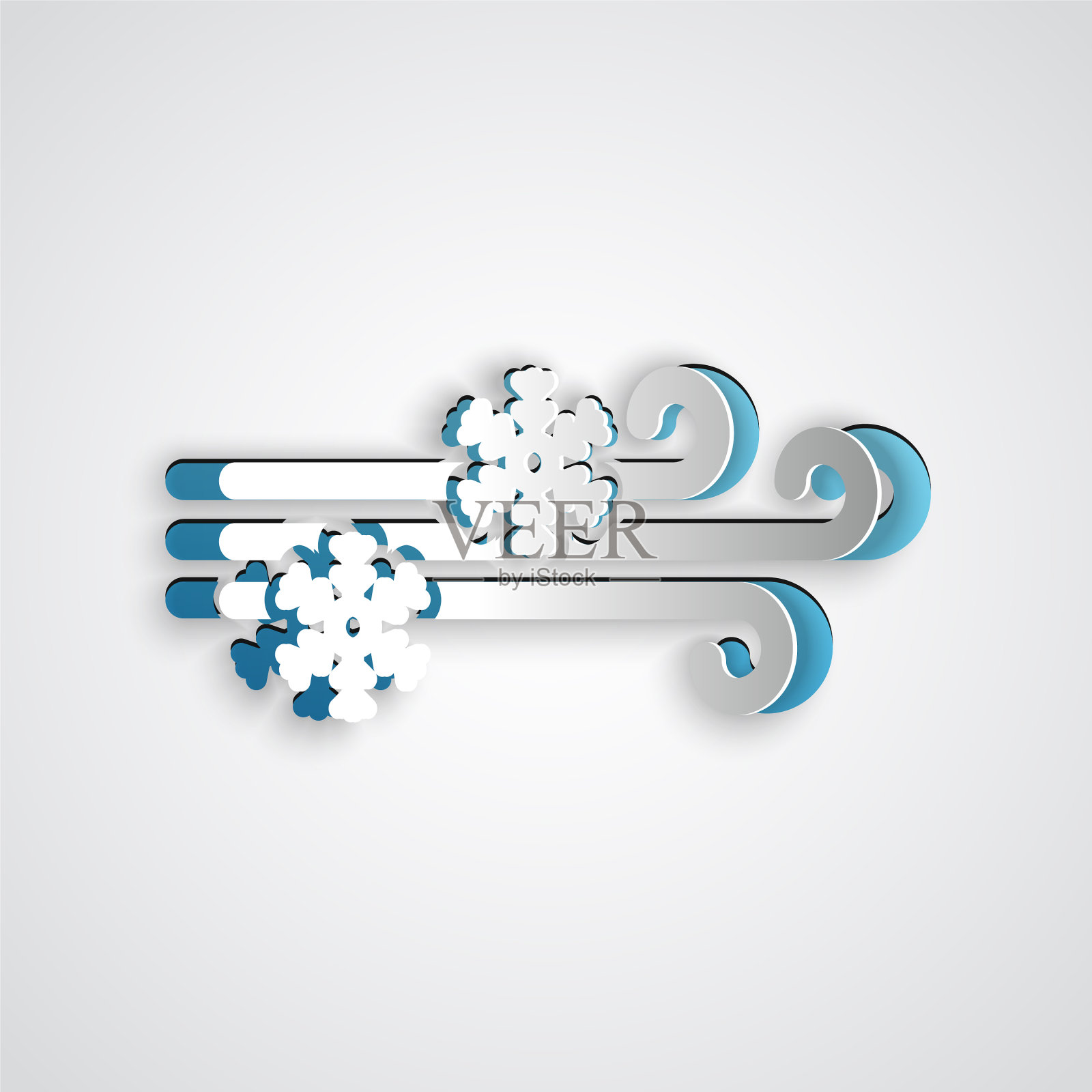 纸剪的风和雪图标孤立在灰色插画图片素材