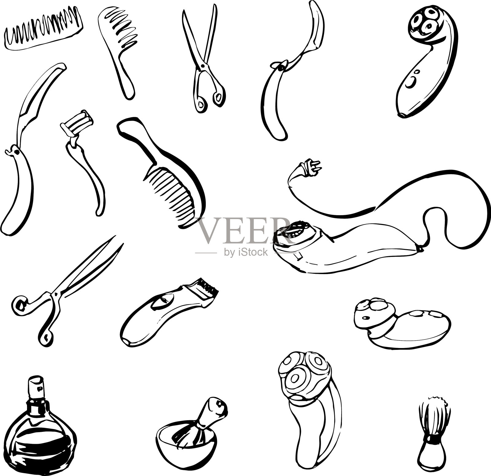 美发沙龙设置元素图标素材