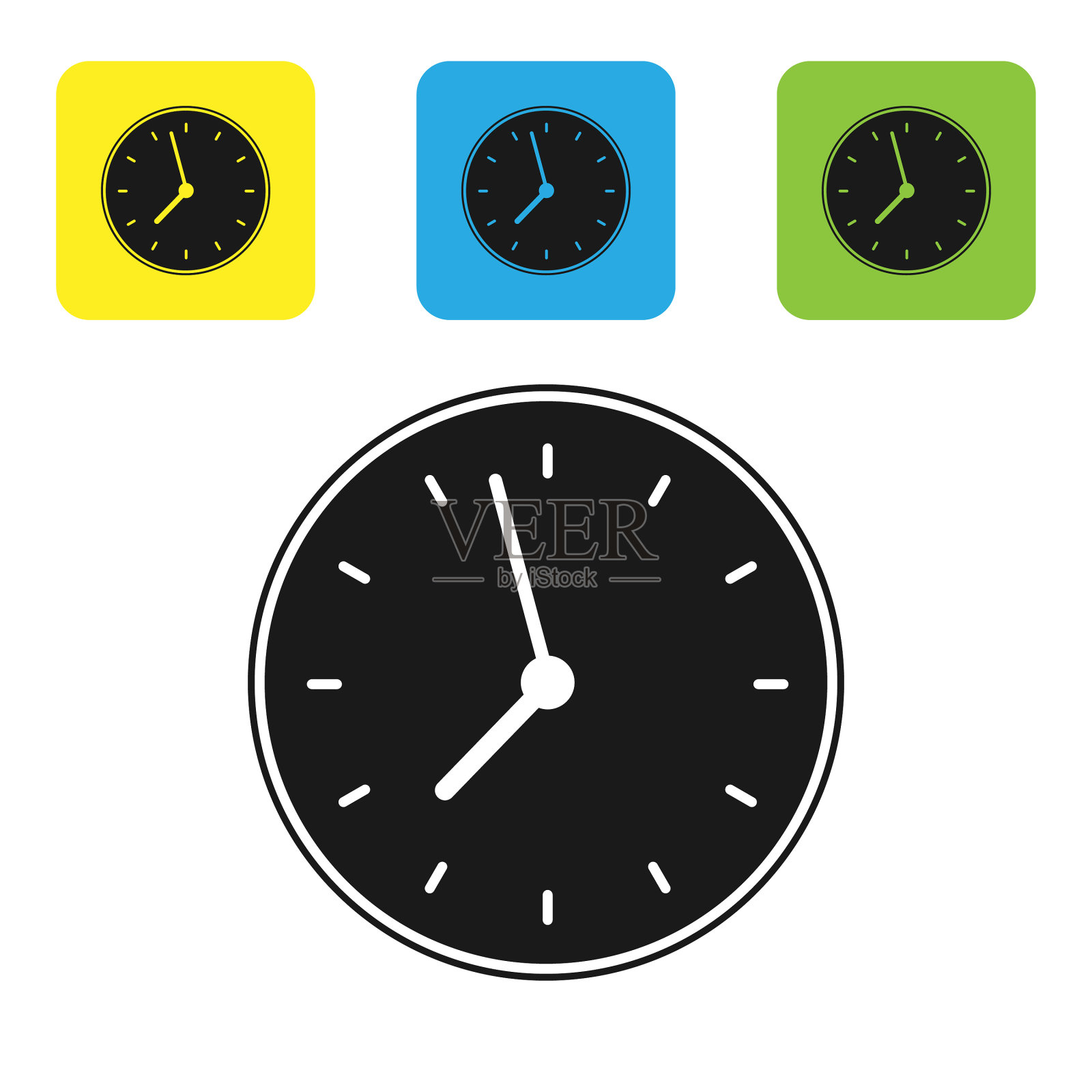 黑色时钟图标孤立在白色背景上图标素材