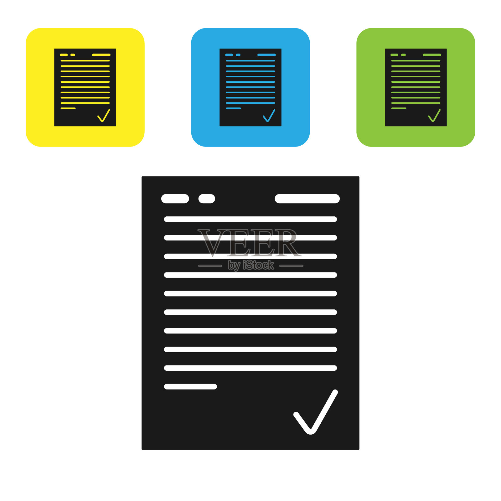 黑色的检查表上有孤立的复选标记图标插画图片素材