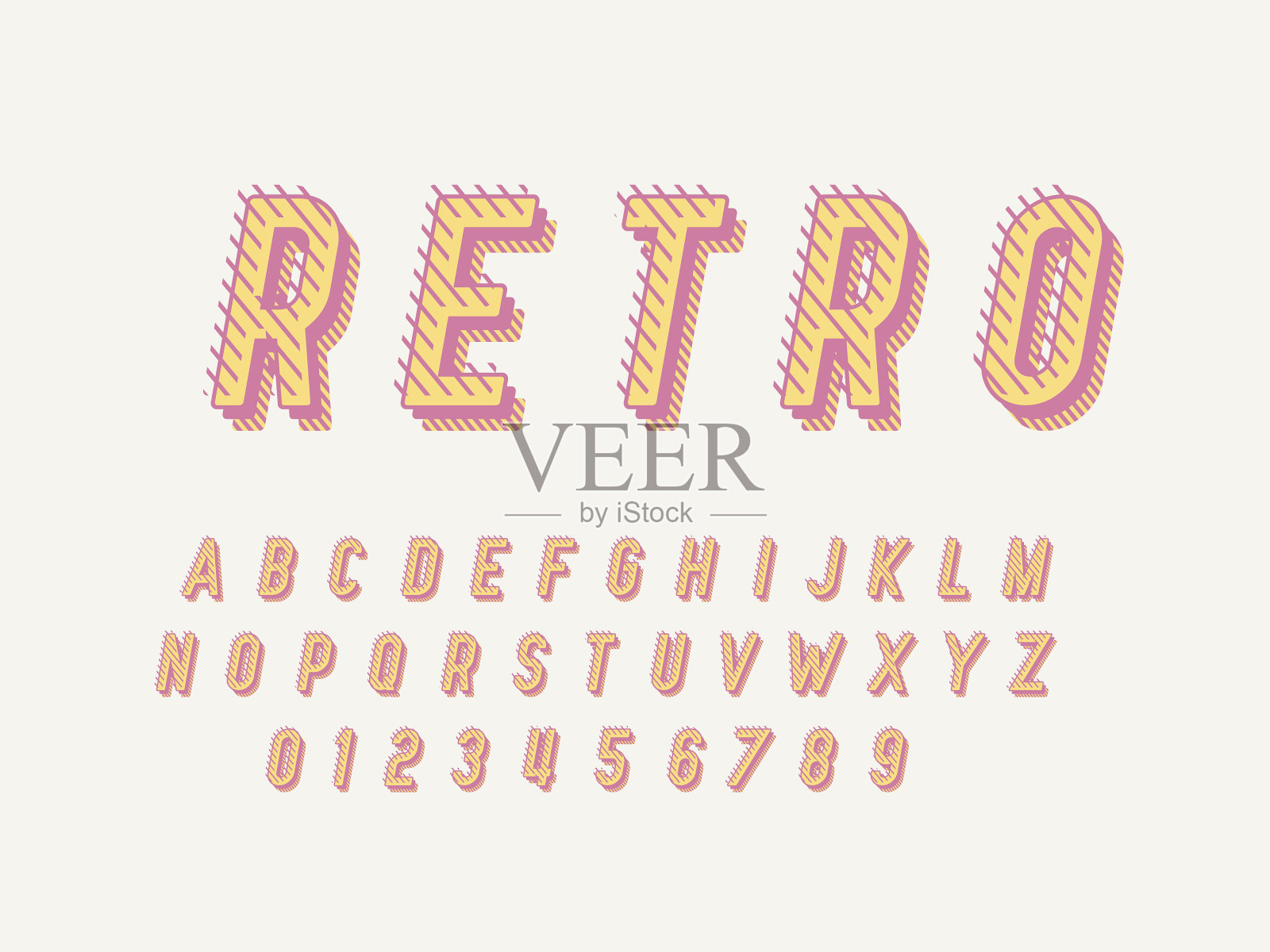 复古字体和字母股票插画图片素材