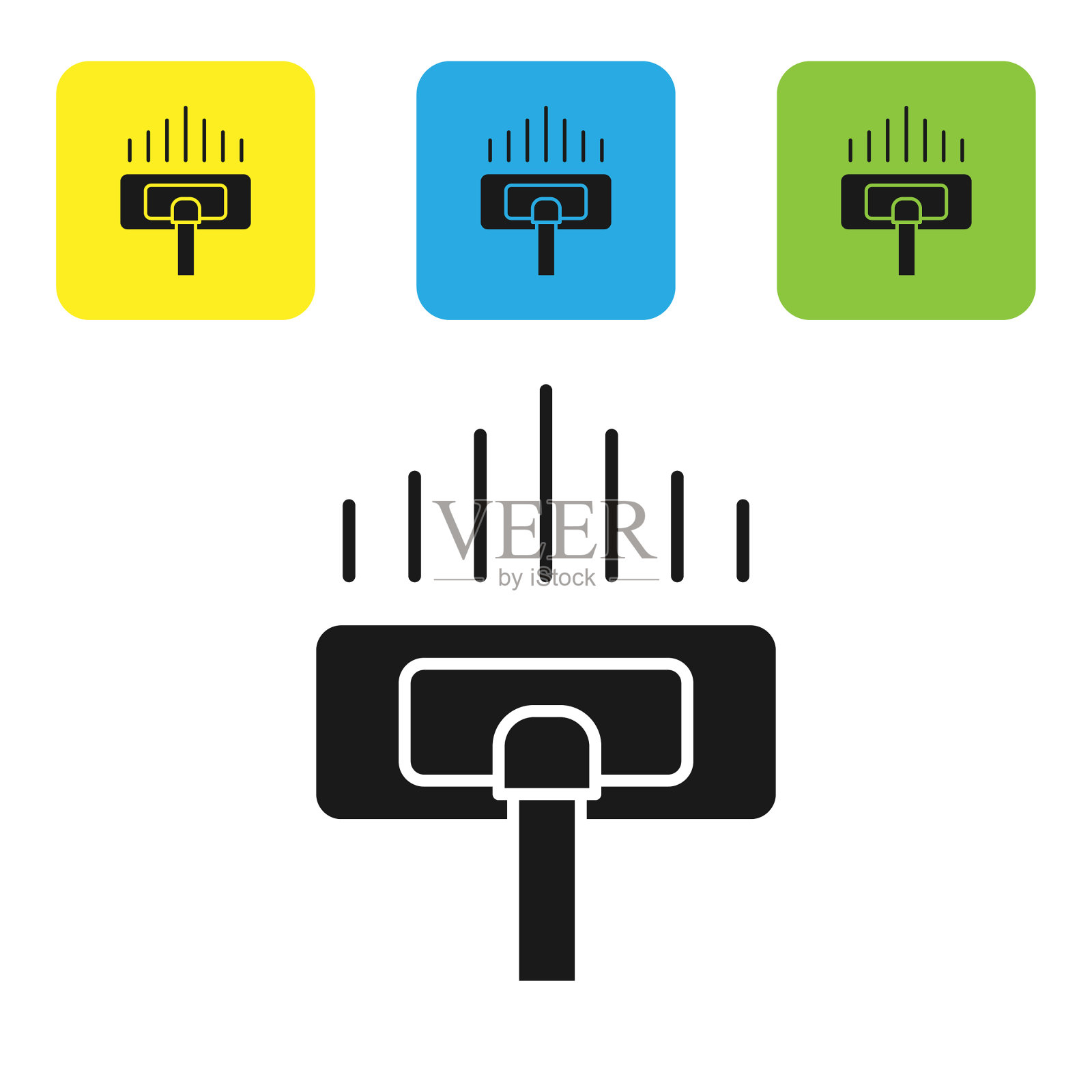 黑色清洁服务图标隔离在白色上插画图片素材