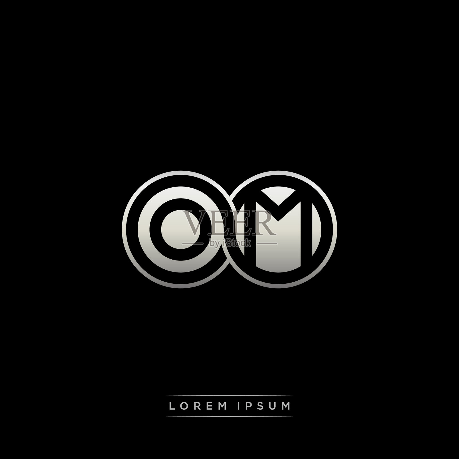 Om首字母连圈大写字母组合插画图片素材