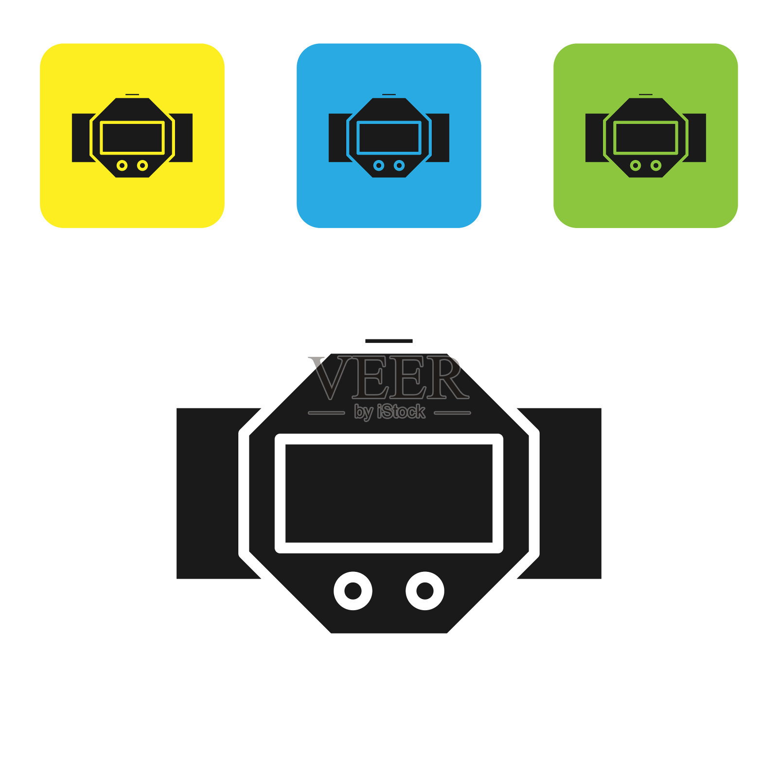 黑色潜水手表图标孤立在白色图标素材