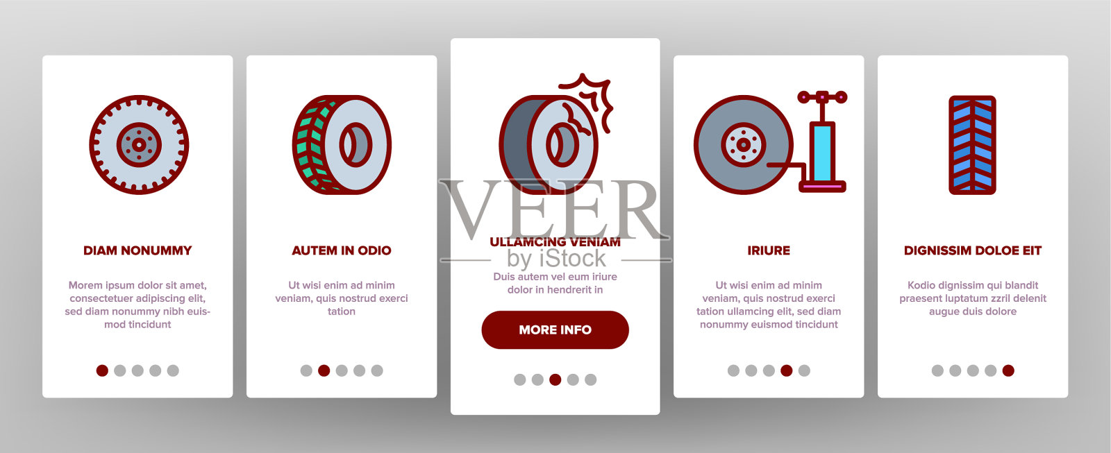 轮胎车轮上的图标设置图标素材