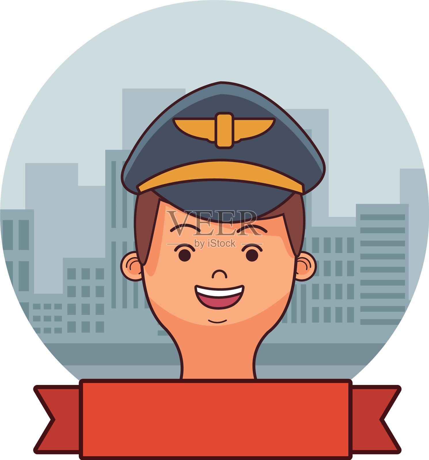 飞机飞行员脸卡通插画图片素材