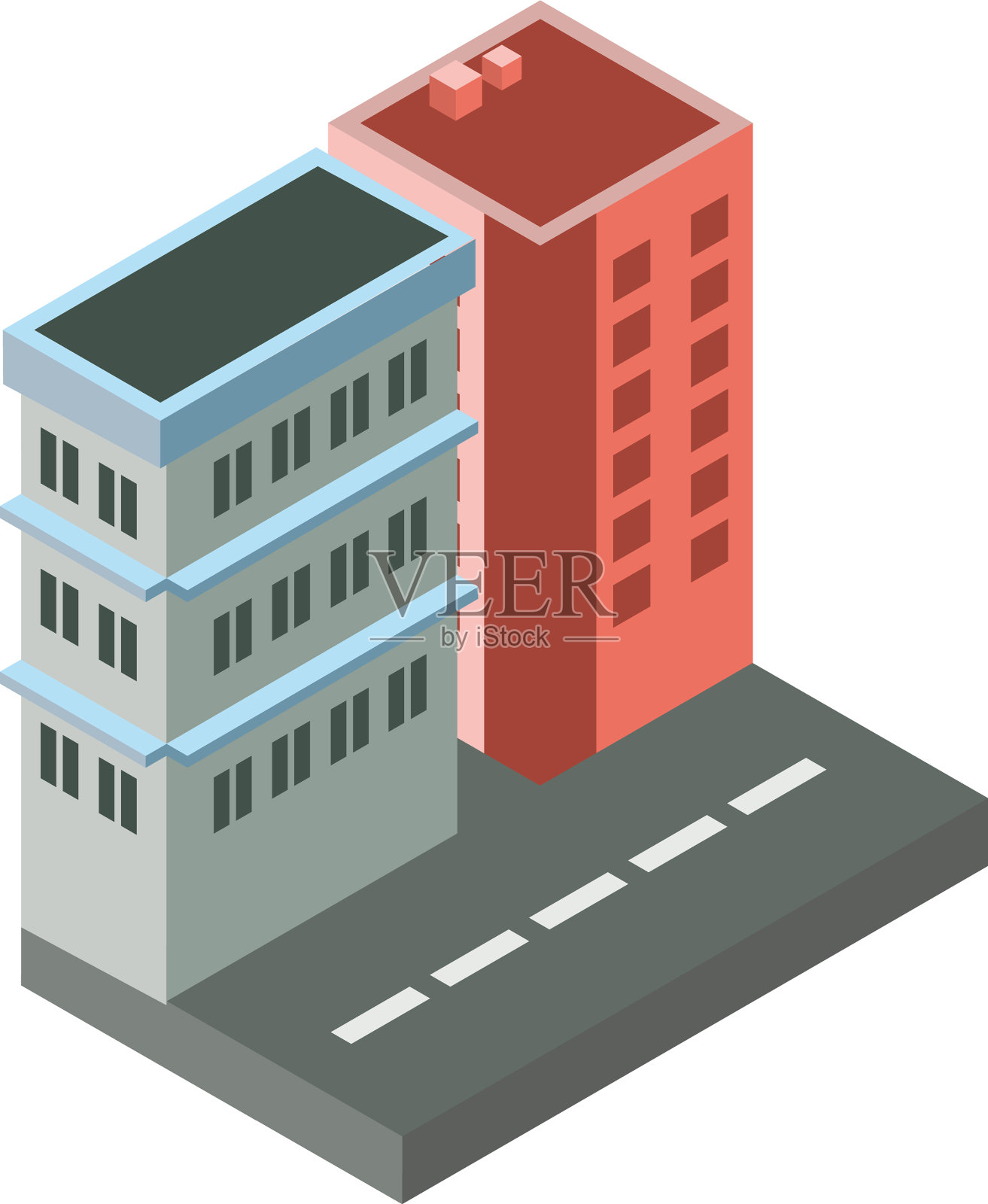 孤立建筑图标等距设计设计元素图片