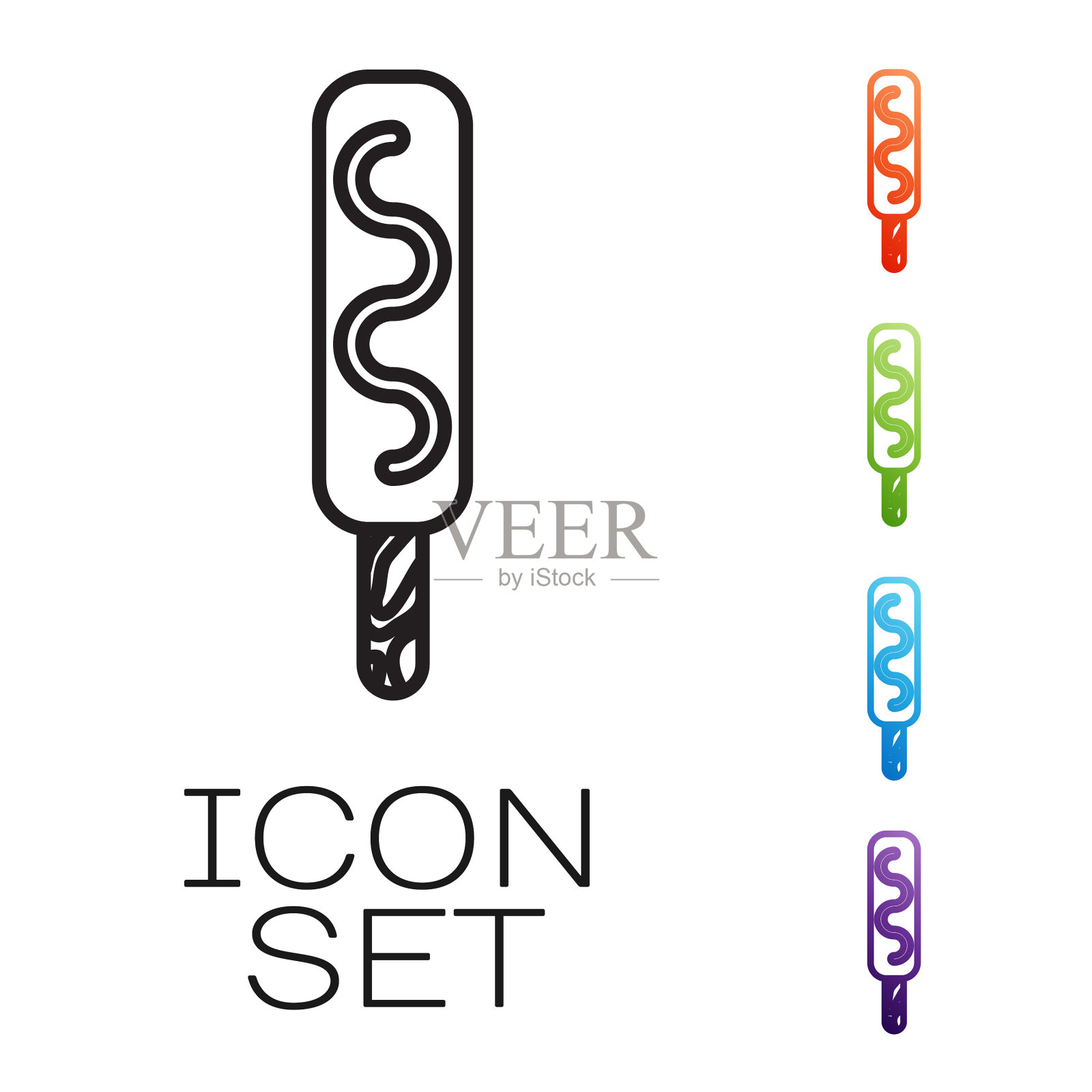 黑线冰淇淋图标孤立在白色图标素材