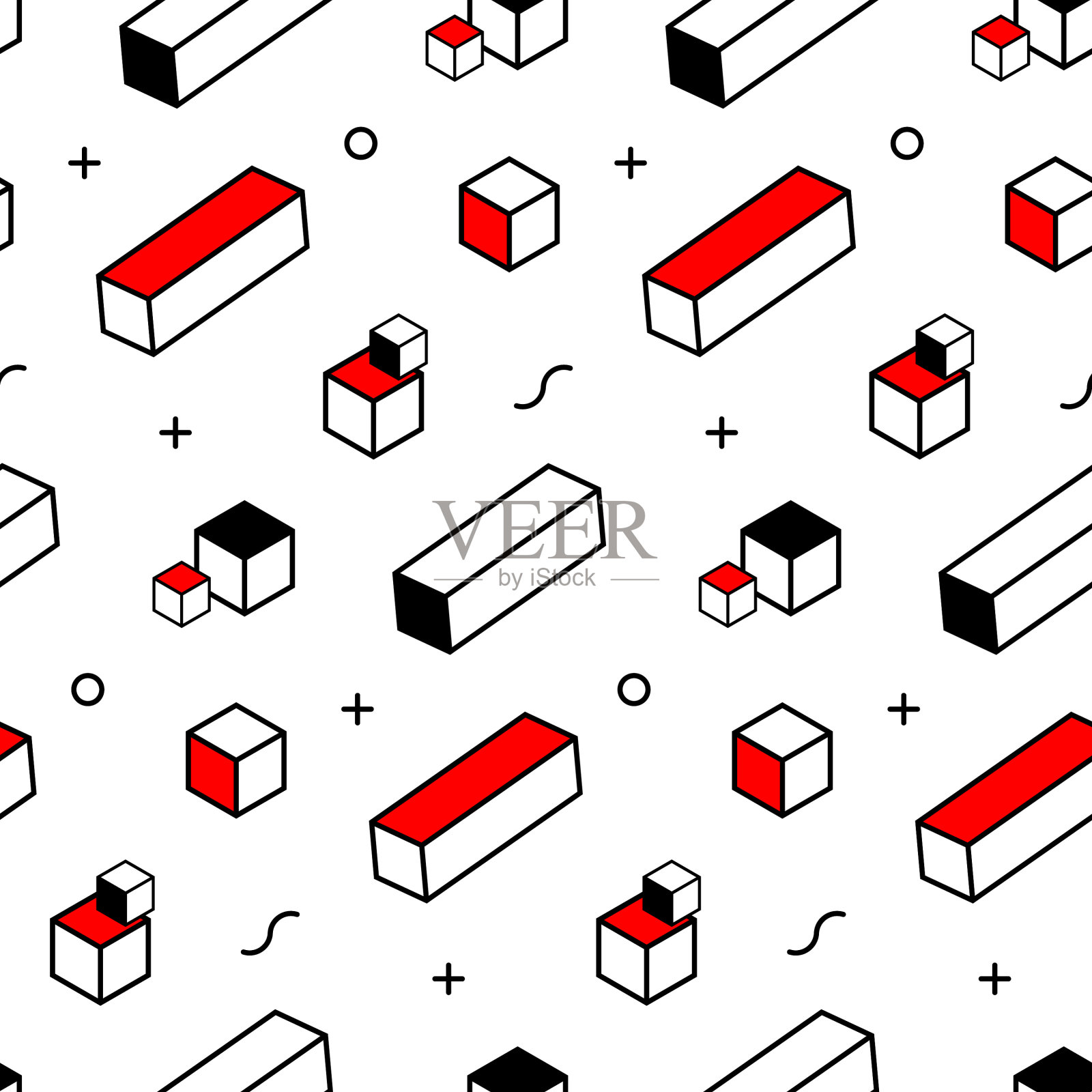 无缝图案与几何元素现代插画图片素材