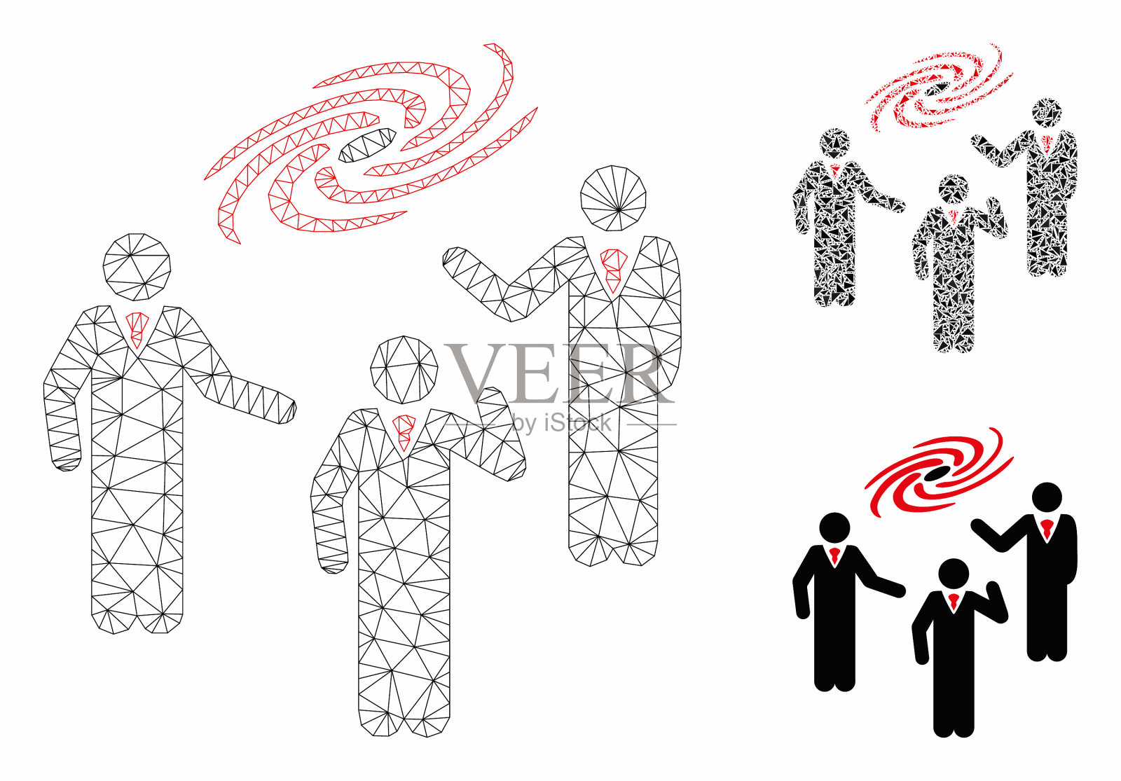 空间聊天网格骨架模型和三角形插画图片素材