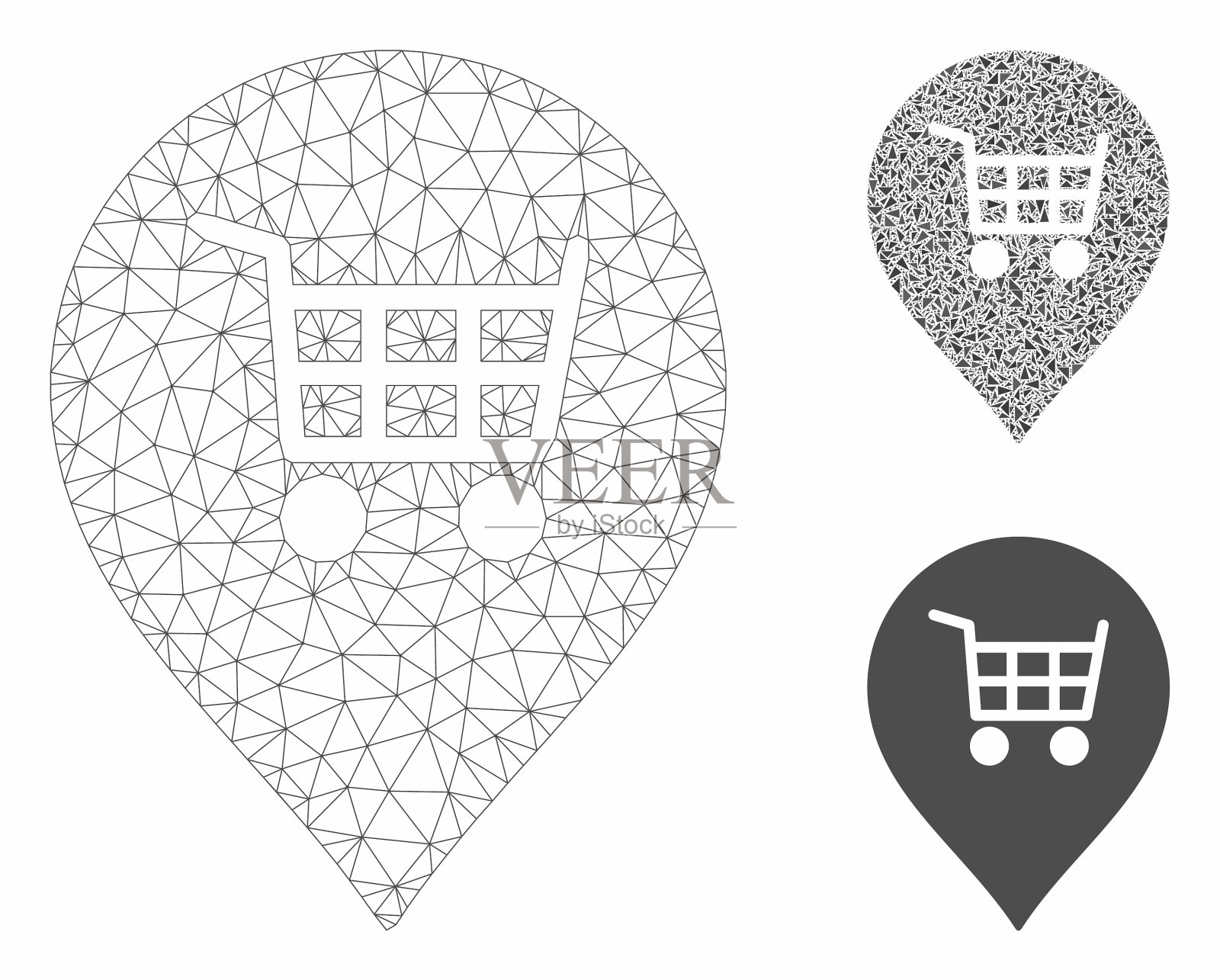 超市购物车标记网丝架图标素材