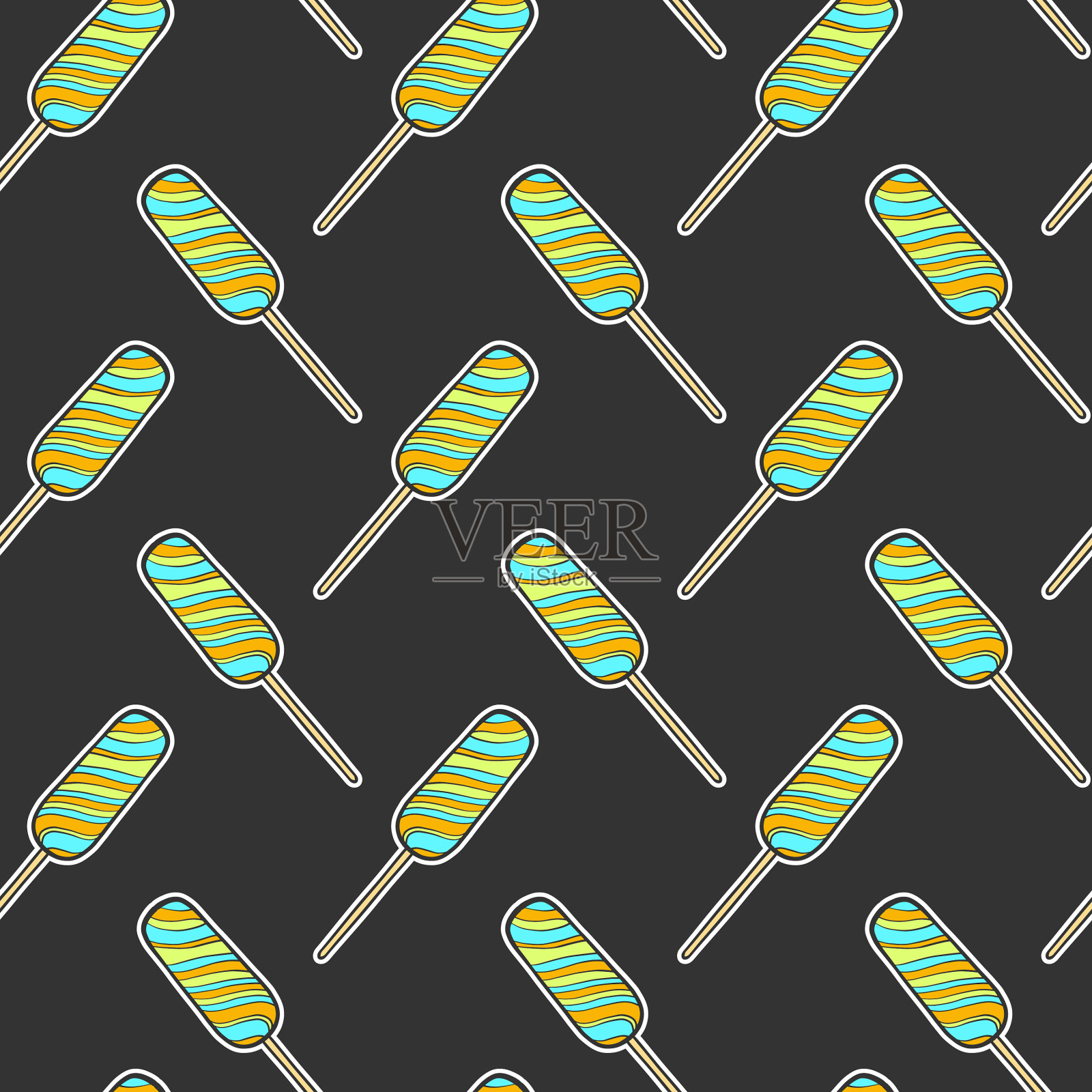 条纹糖果棒棒糖上的涂鸦插画图片素材