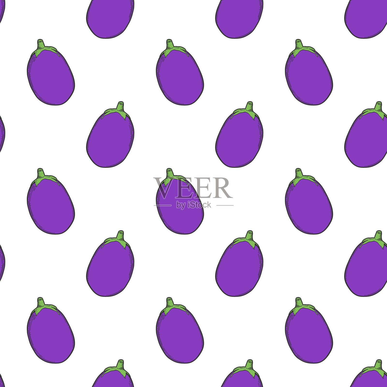 新鲜生茄子的概念在涂鸦和素描插画图片素材