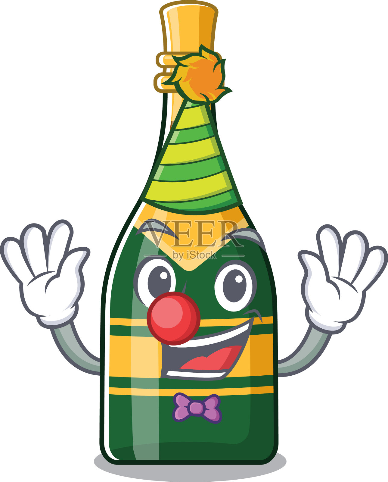 卡通造型的小丑香槟瓶设计元素图片