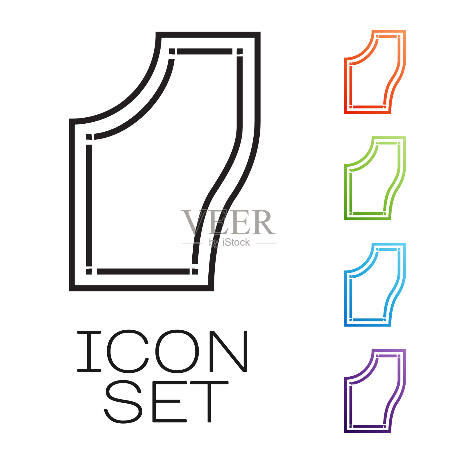 黑线缝纫图案图标孤立在白色上图标素材