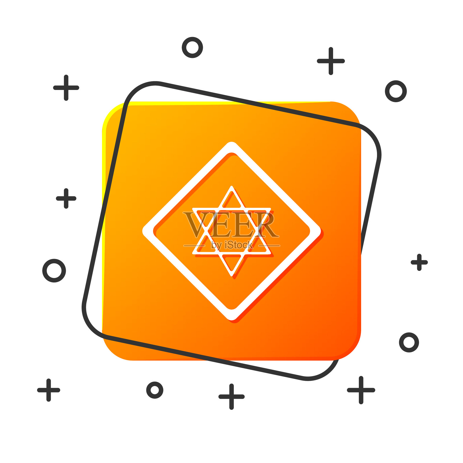 白色星大卫图标孤立在白色插画图片素材