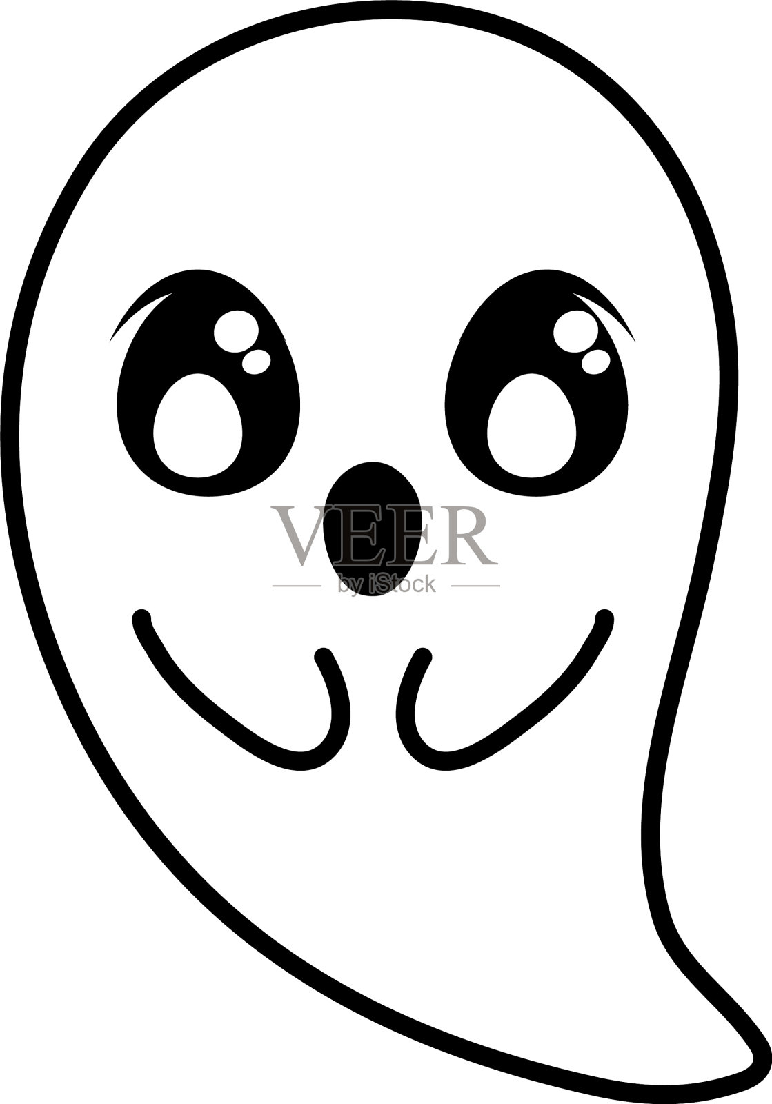 有趣的万圣节幽灵在白色的背景设计元素图片