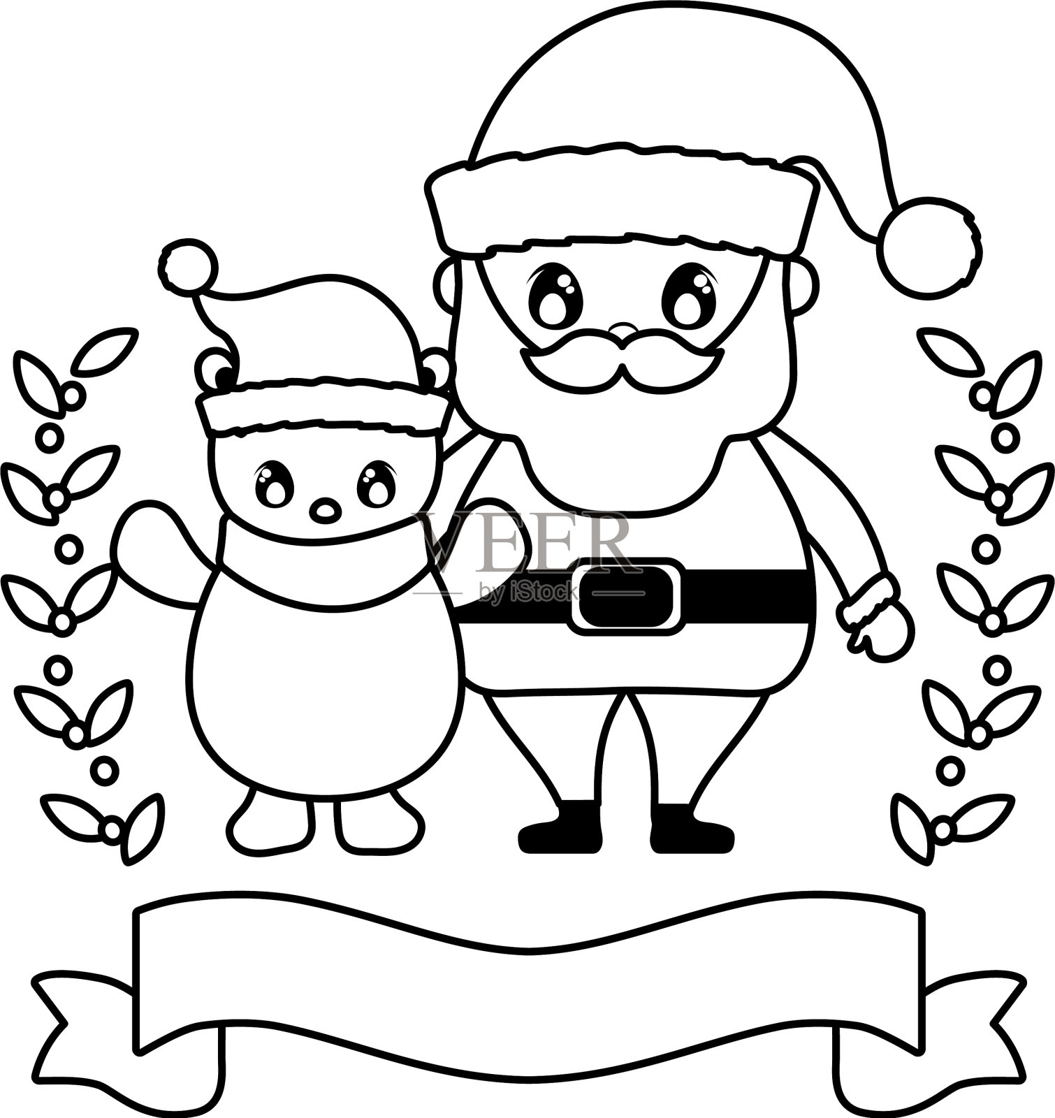 白色背景上的圣诞老人和北极熊设计元素图片