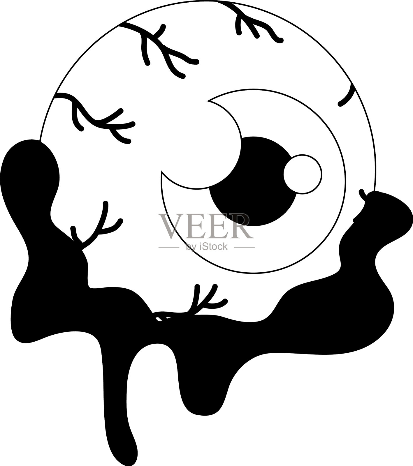 眼睛可怕的万圣节在白色的背景插画图片素材