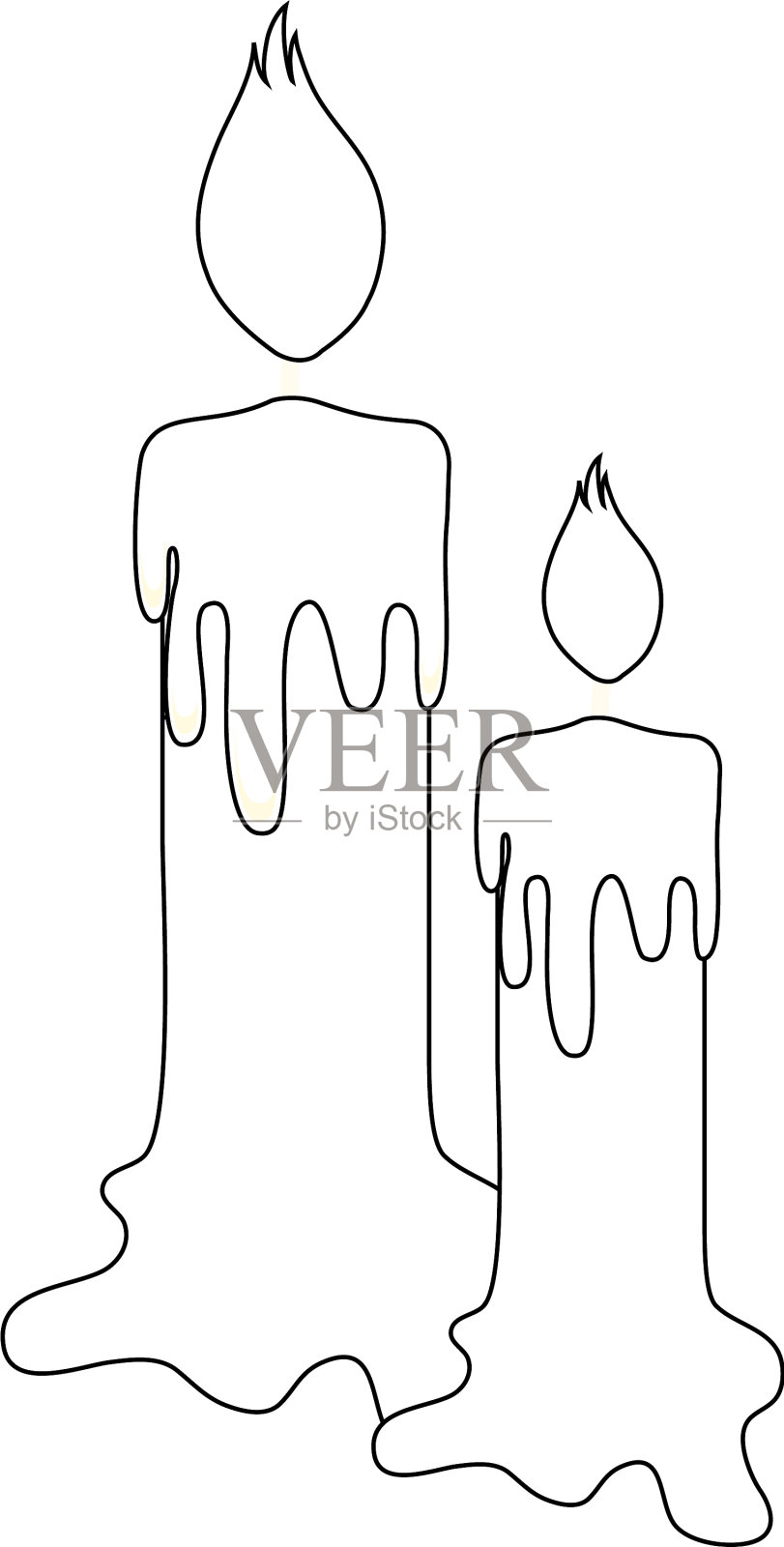 白色背景上的卡通蜡烛设计元素图片