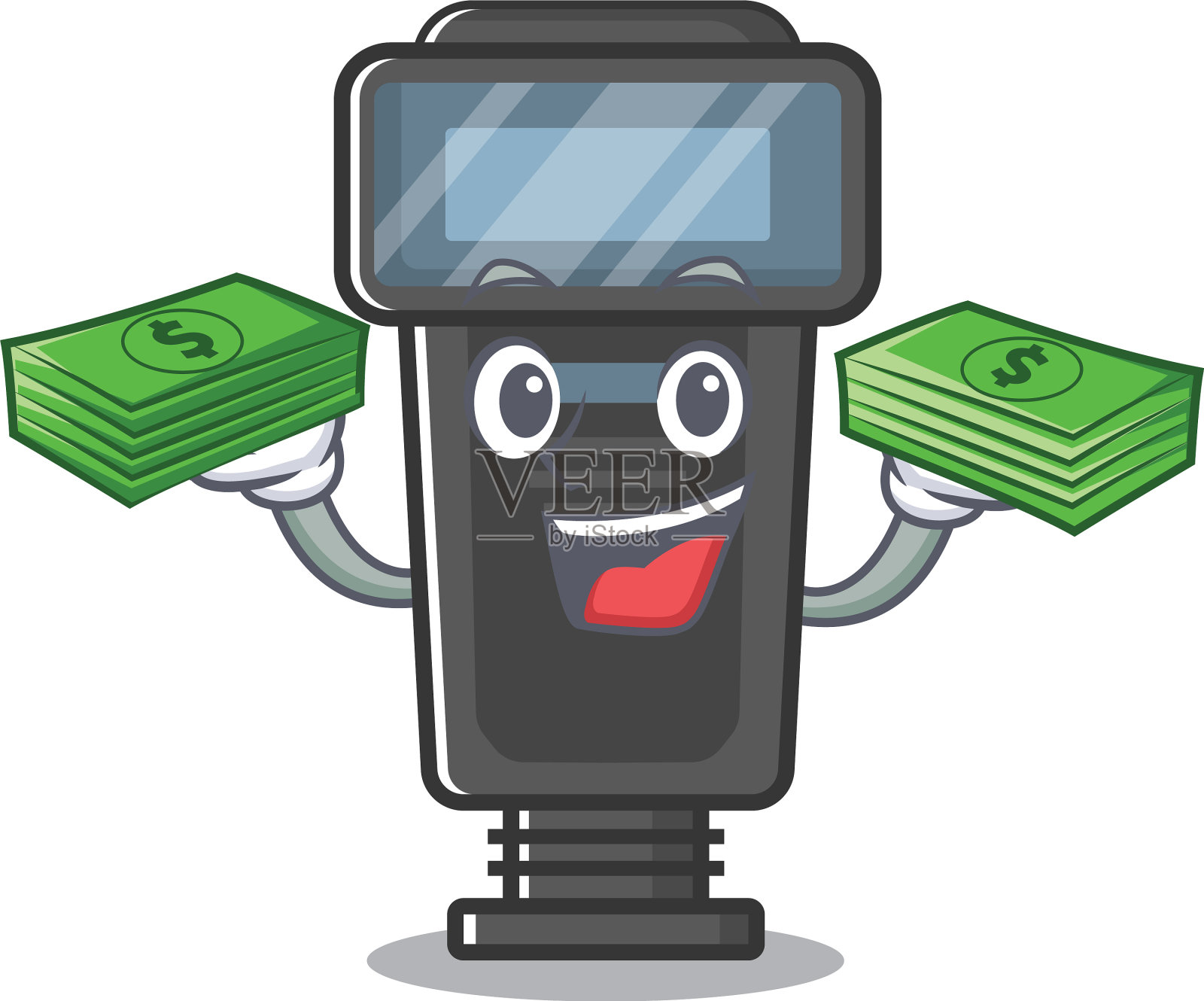 带钱袋的相机闪光灯装在卡通袋里设计元素图片