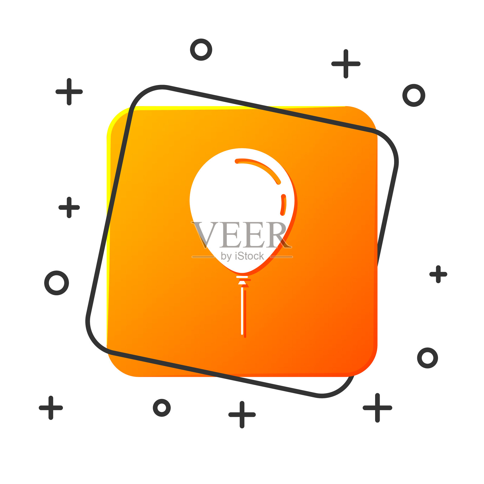 白色气球与丝带图标孤立在白色图标素材