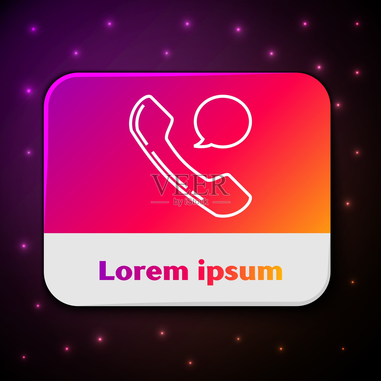 白线电话听筒和语音气泡插画图片素材