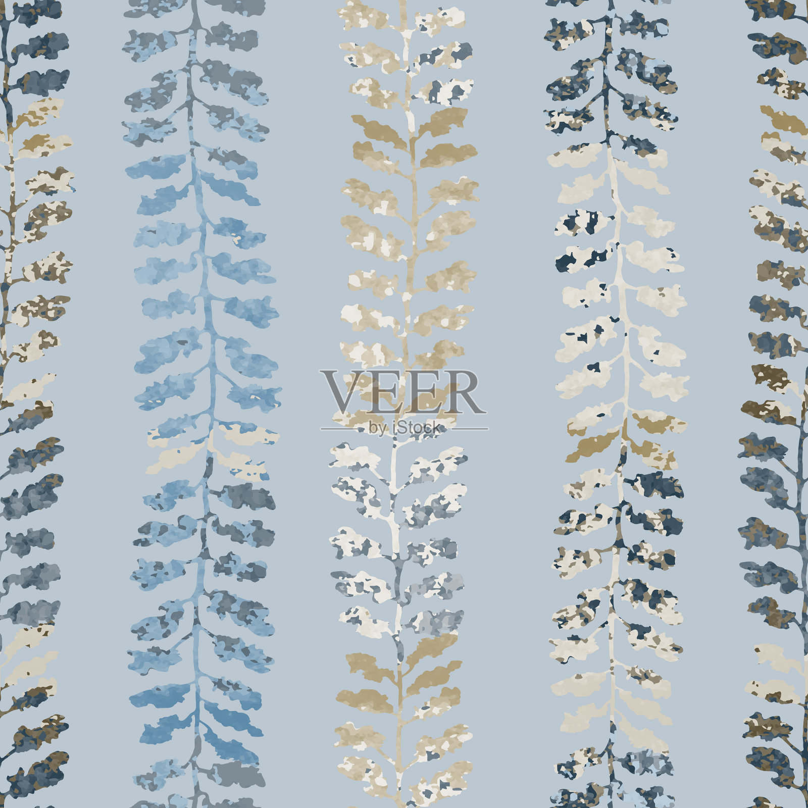 无缝模式与草本植物观叶植物插画图片素材