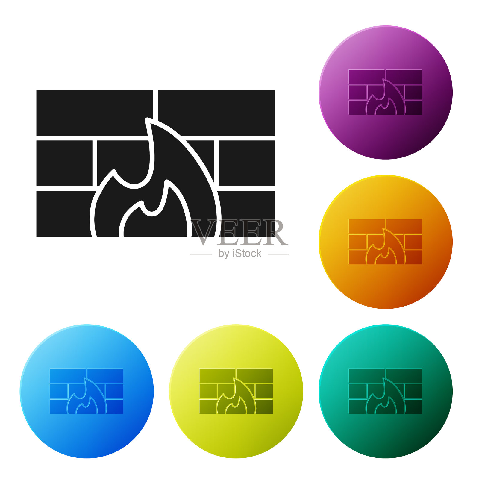 黑色防火墙安全墙图标隔离上图标素材