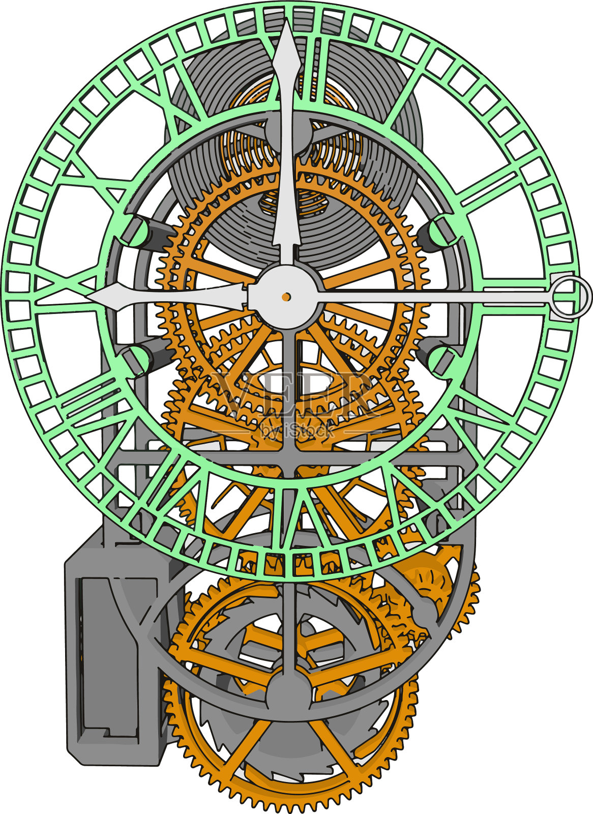 白色背景上的时钟机制设计元素图片