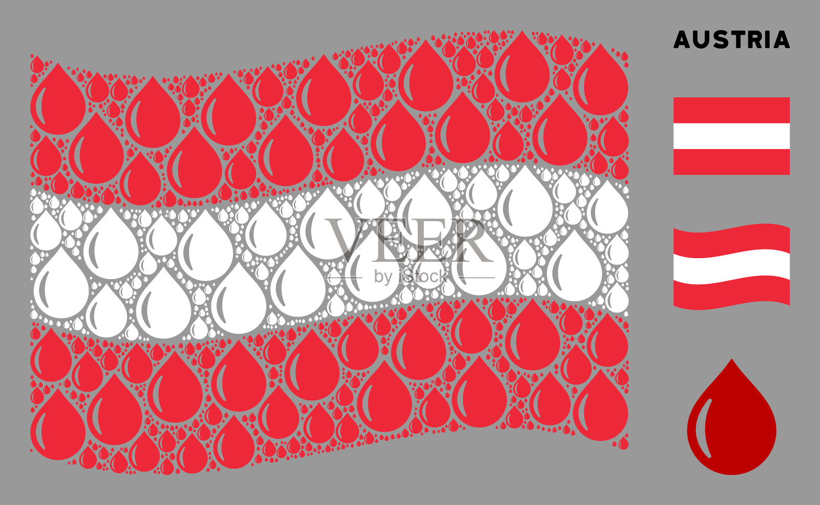 挥舞奥地利国旗马赛克下降图标插画图片素材