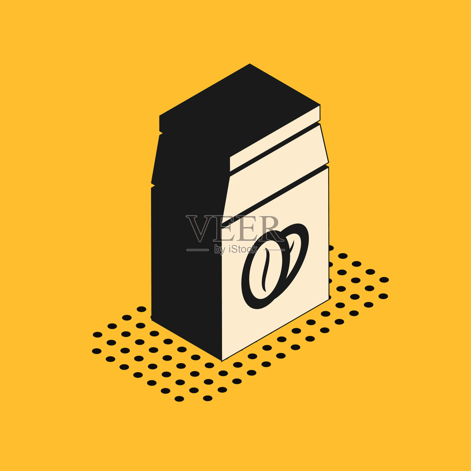 等距咖啡豆袋图标孤立插画图片素材